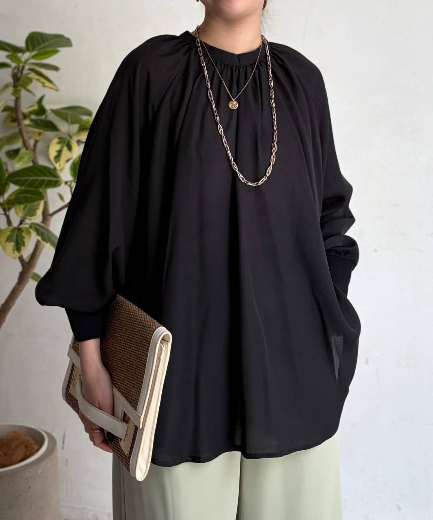 Chez toi(シェトワ) ラグランスタンドカラープルオーバー