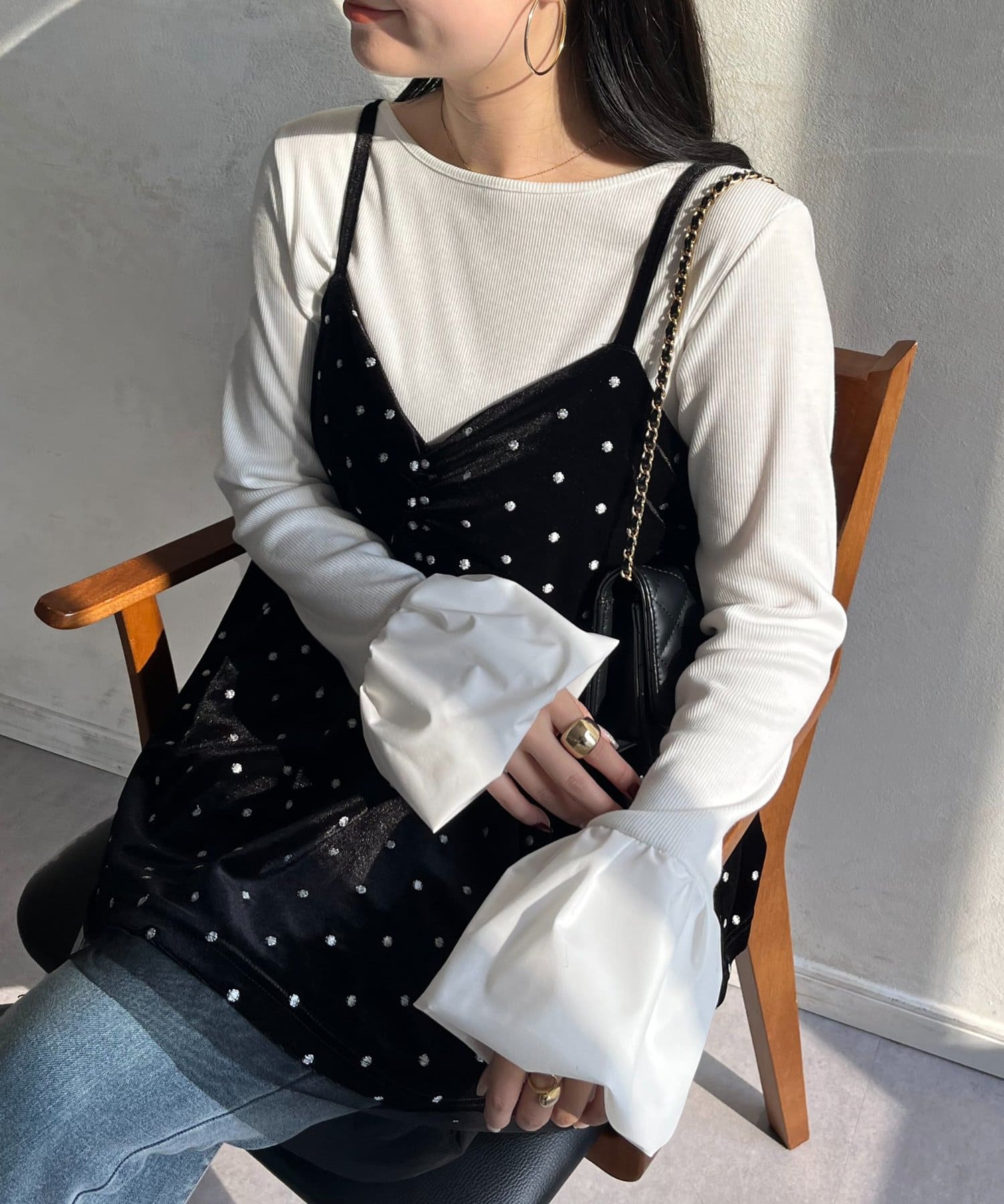 prose verse(プロズヴェール) 袖バルーンリブカットトップス