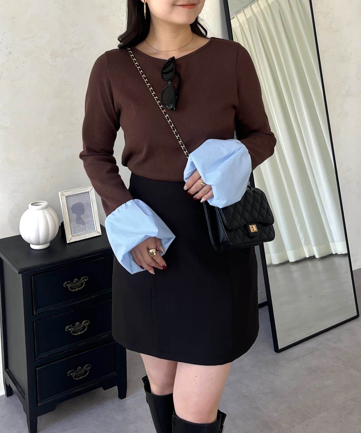 prose verse(プロズヴェール) 袖バルーンリブカットトップス