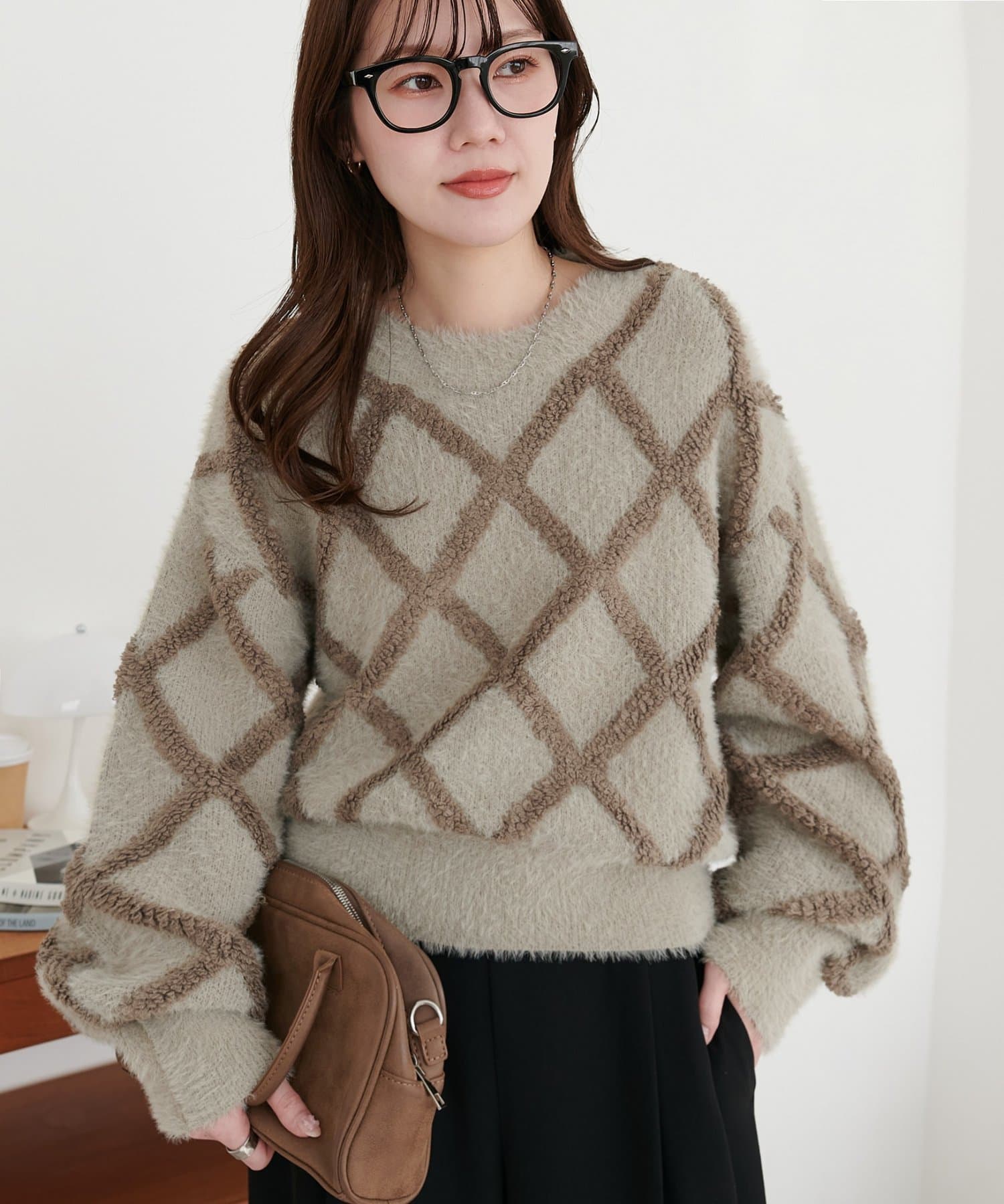 DISCOAT(ディスコート) フェザーヤーンダイヤ柄プルオーバー