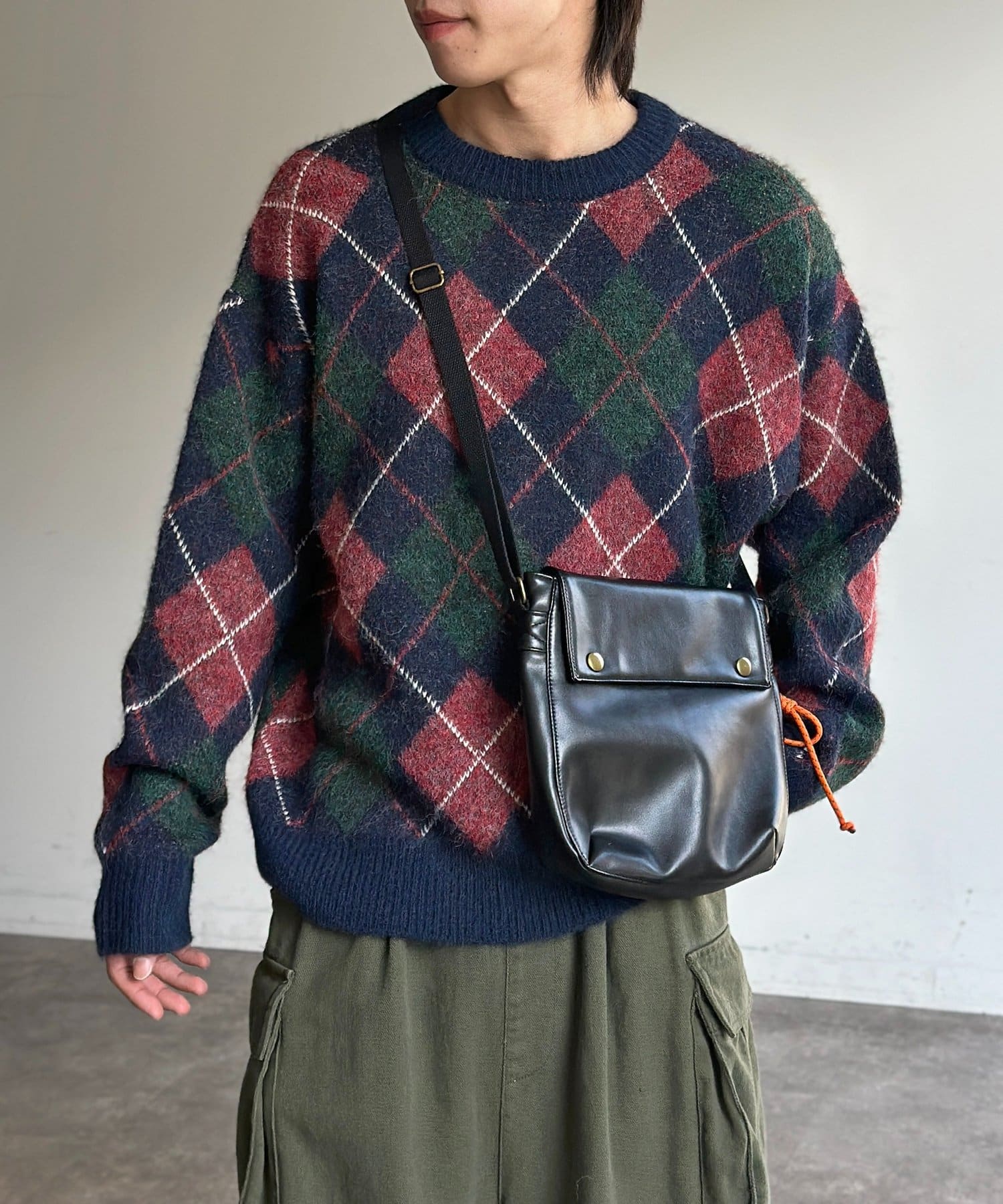 CPCM(シーピーシーエム) モヘアライクチェックニットプルオーバー