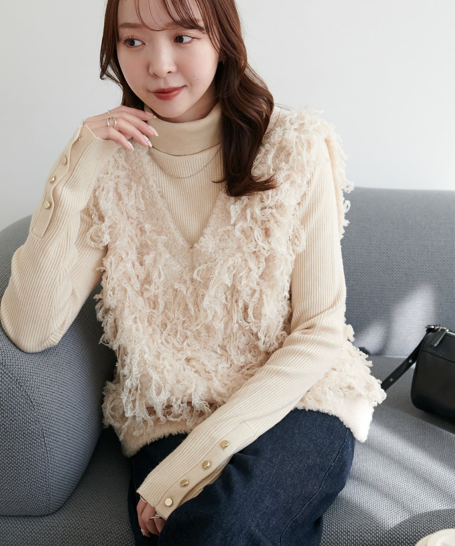 DISCOAT(ディスコート) フリンジVネックベスト