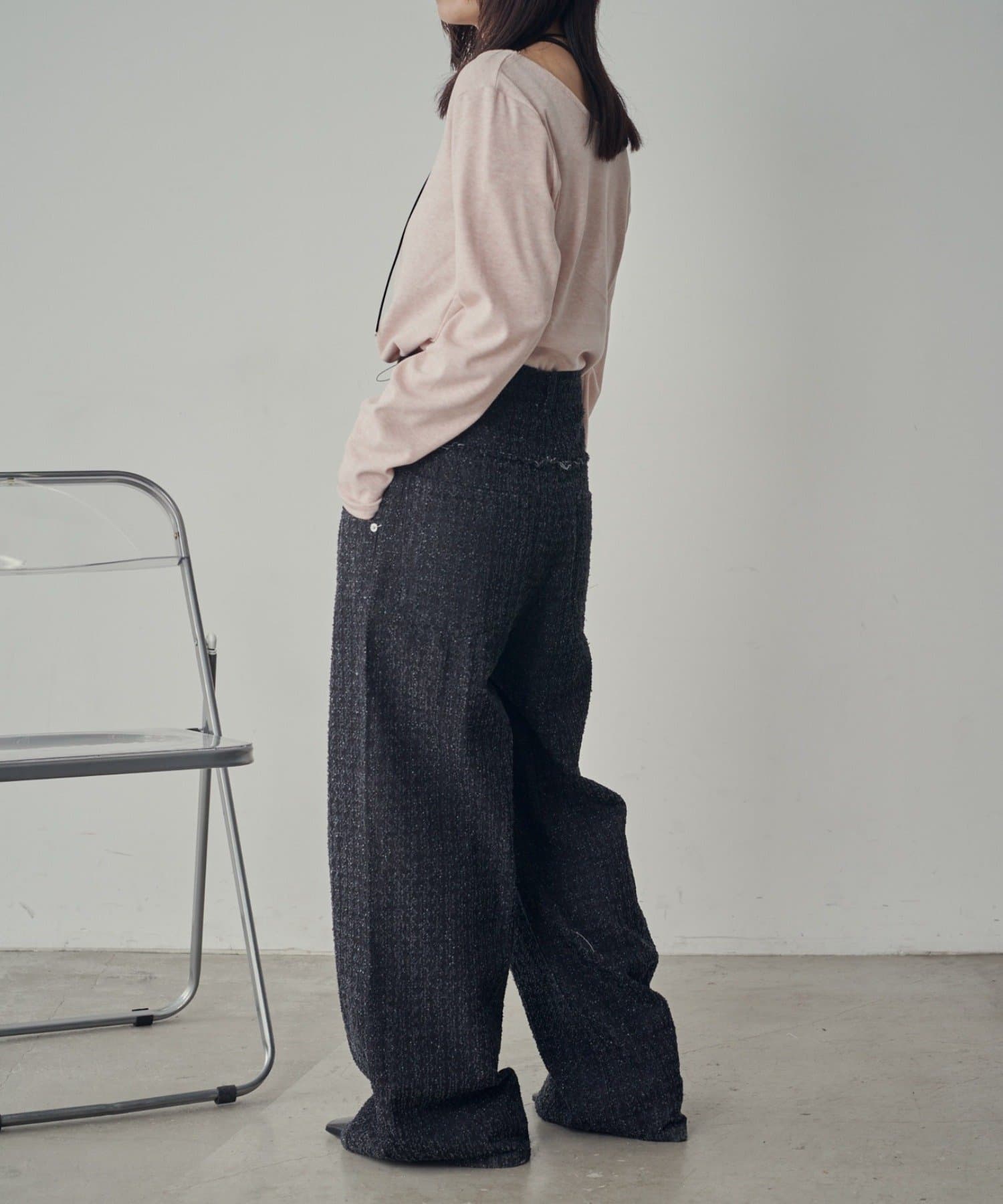 -goocy-(グーシー) 【セットアップ対応】クラッシュデニム切替タックパンツ