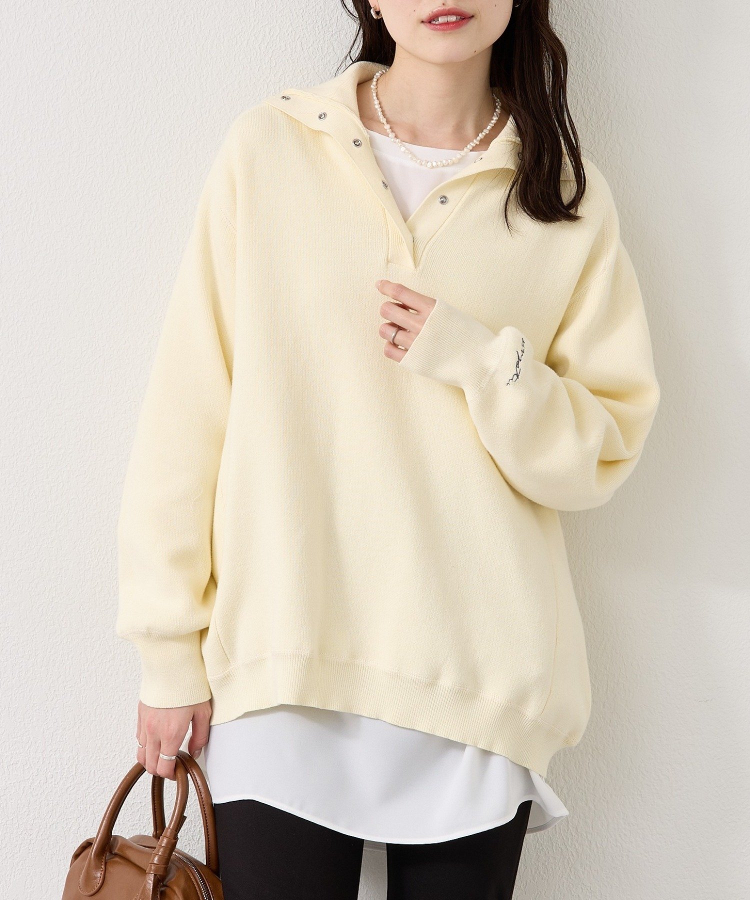 mystic(ミスティック) スウェットライクヘンリーニット