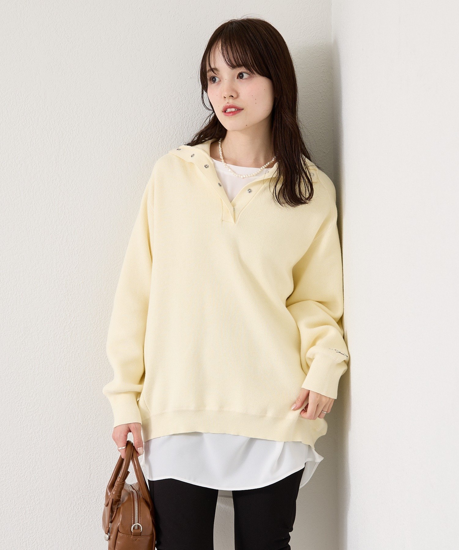 mystic(ミスティック) スウェットライクヘンリーニット