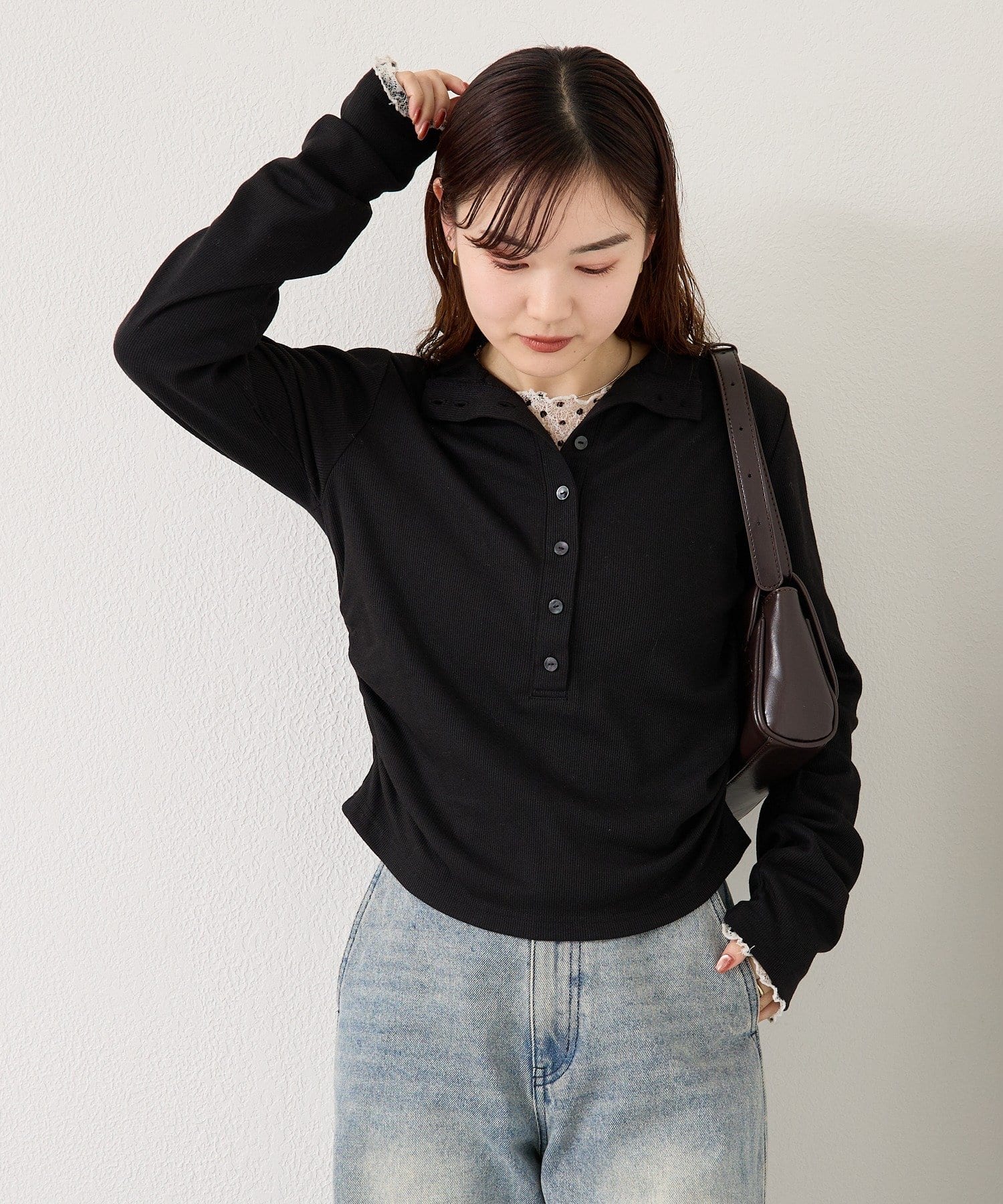 mystic(ミスティック) リブヘンリーネックプルオーバー