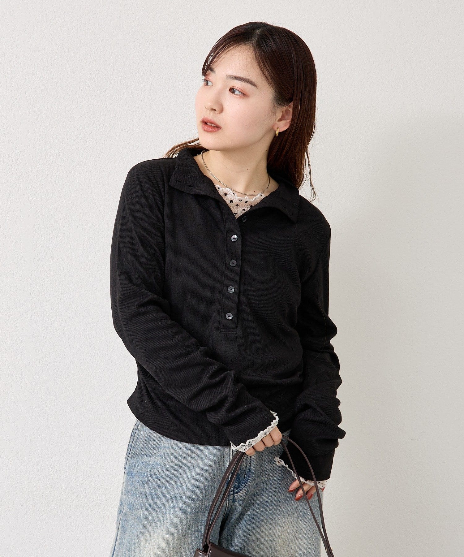 mystic(ミスティック) リブヘンリーネックプルオーバー