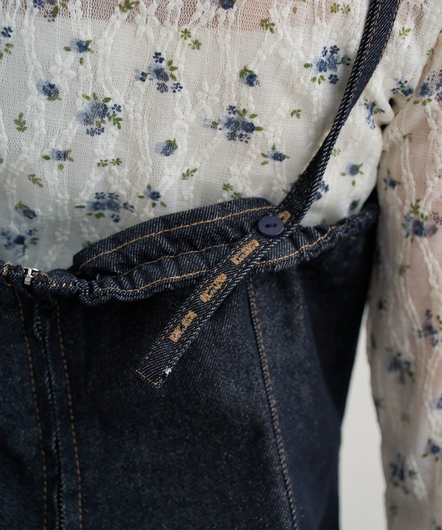 mystic(ミスティック) 【SET UPで着用もおすすめ◎】ペプラムデニムビスチェ