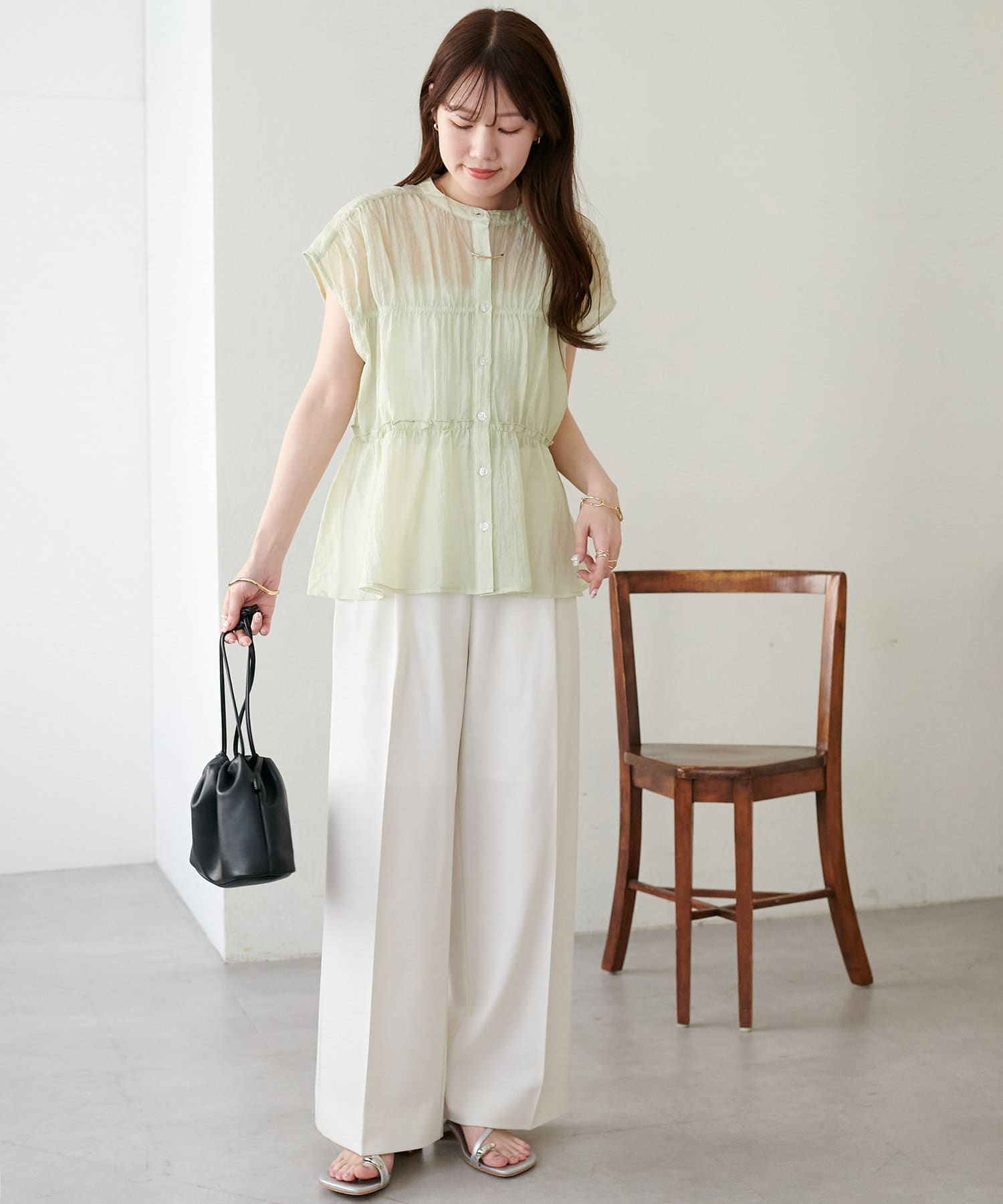 OUTLET(アウトレット) 【Discoat】ベルト付き欲張りストレートタックパンツ