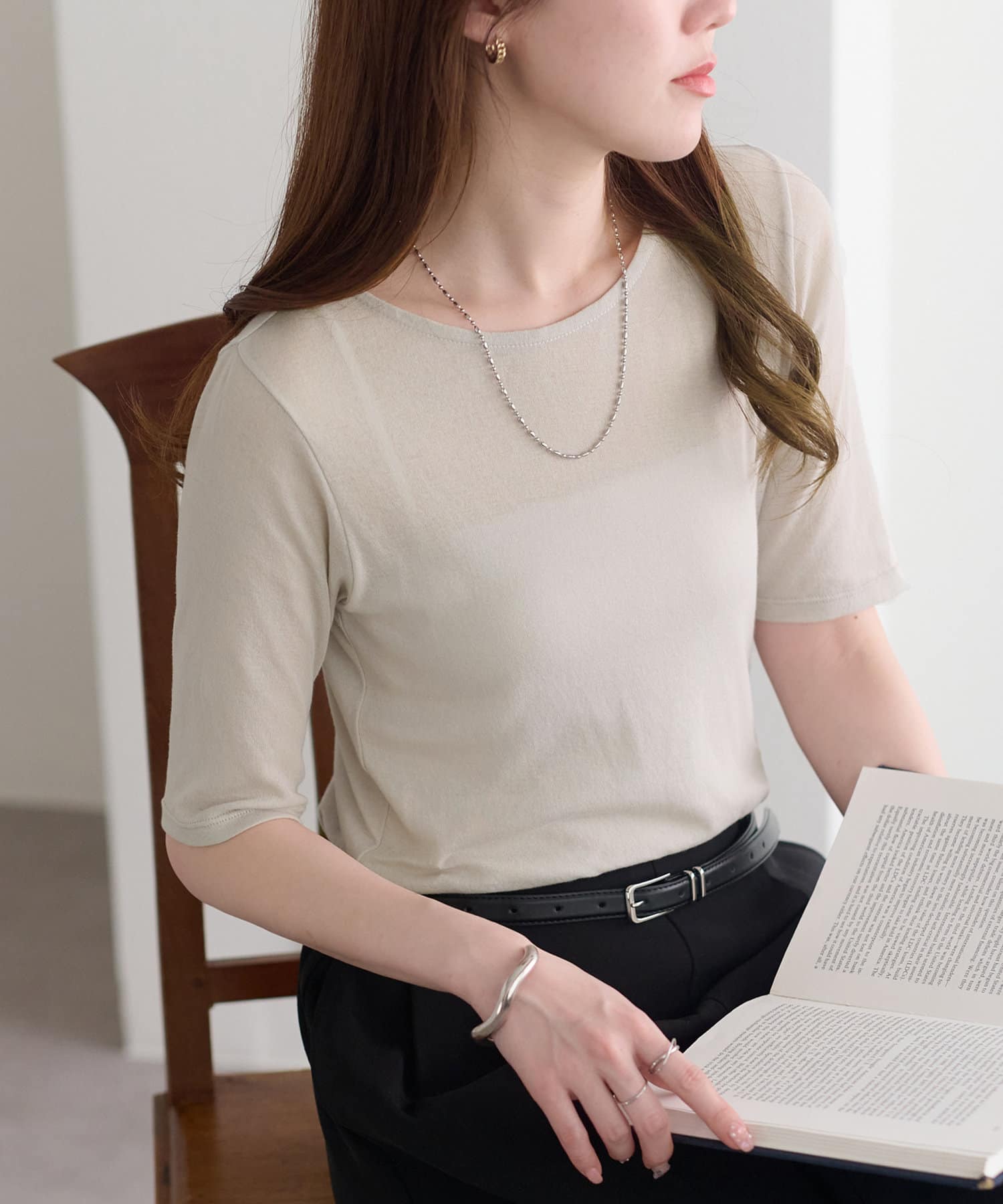 OUTLET(アウトレット) 【Discoat】強撚フライスシアー5分袖