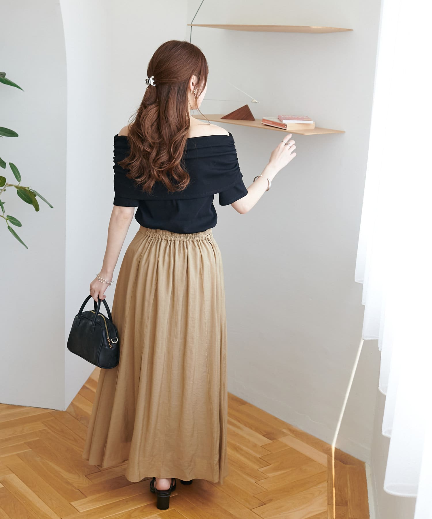 OUTLET(アウトレット) 【Discoat】リブオフショル5分袖