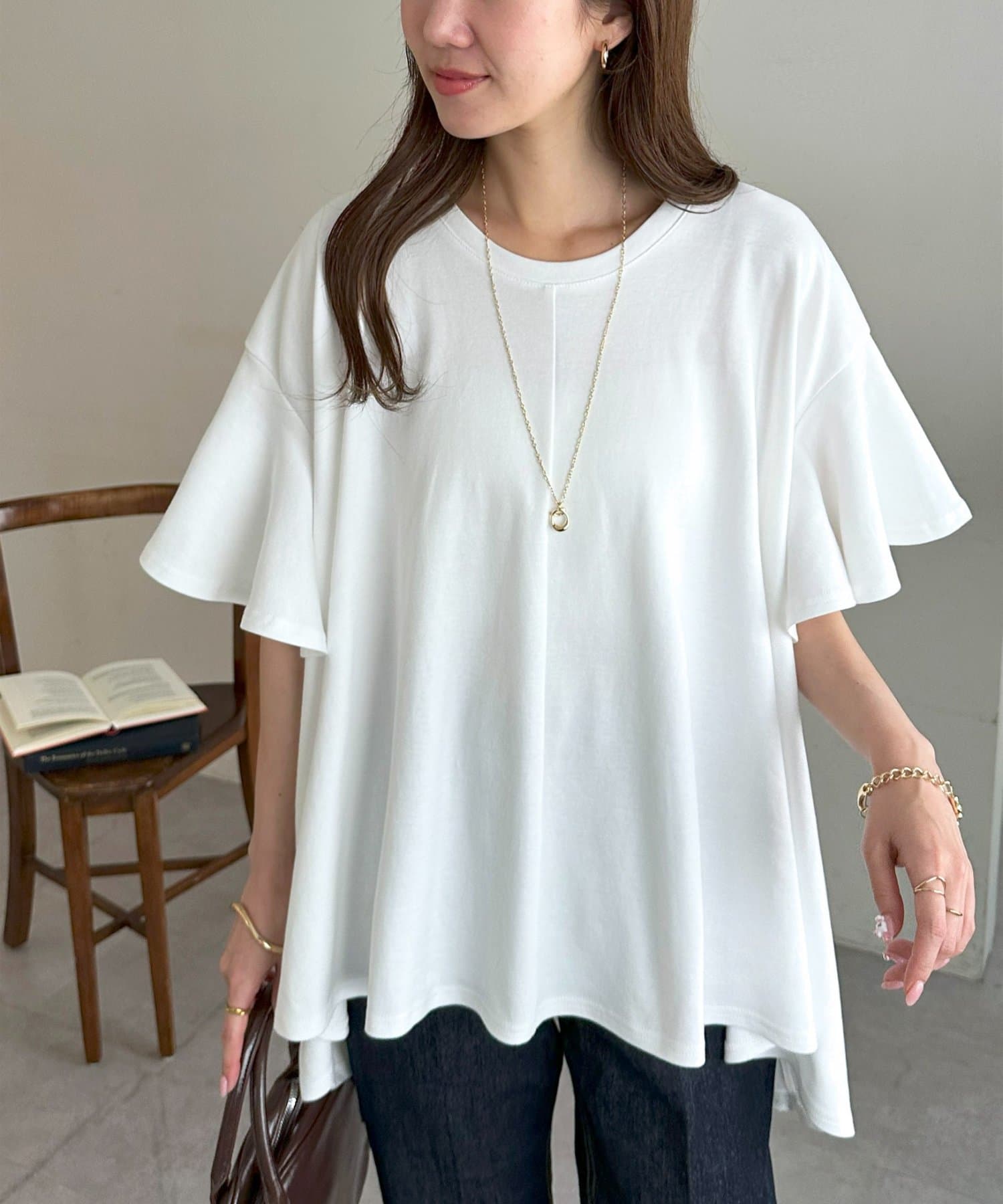 OUTLET(アウトレット) 【Discoat】袖フレア前後差プルオーバー