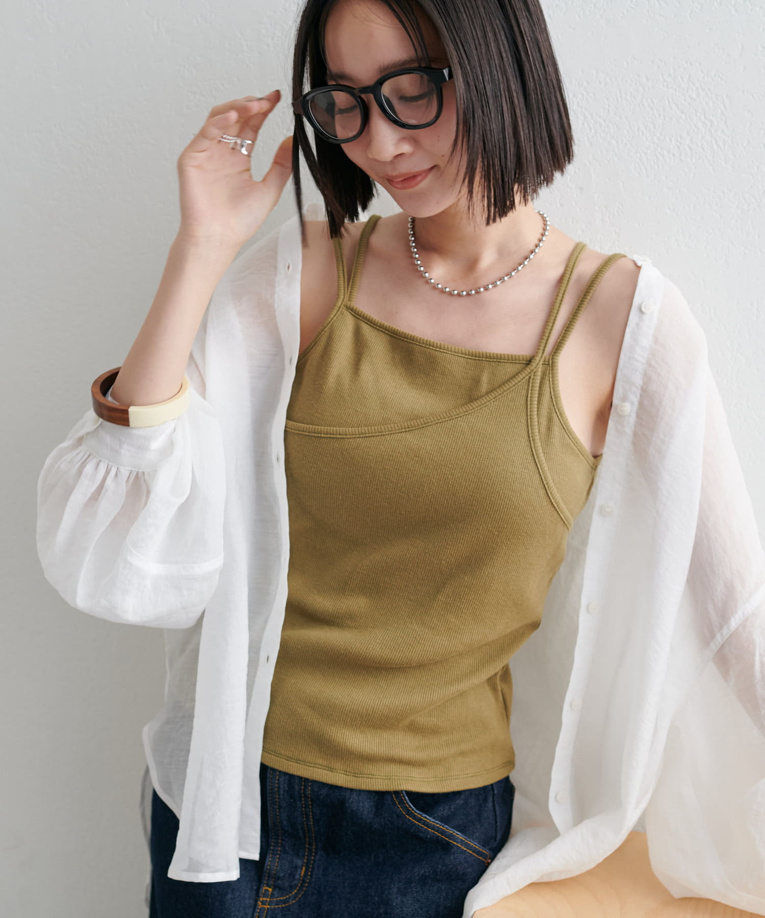 OUTLET(アウトレット) 【Discoat】カップ付レイヤードキャミソール