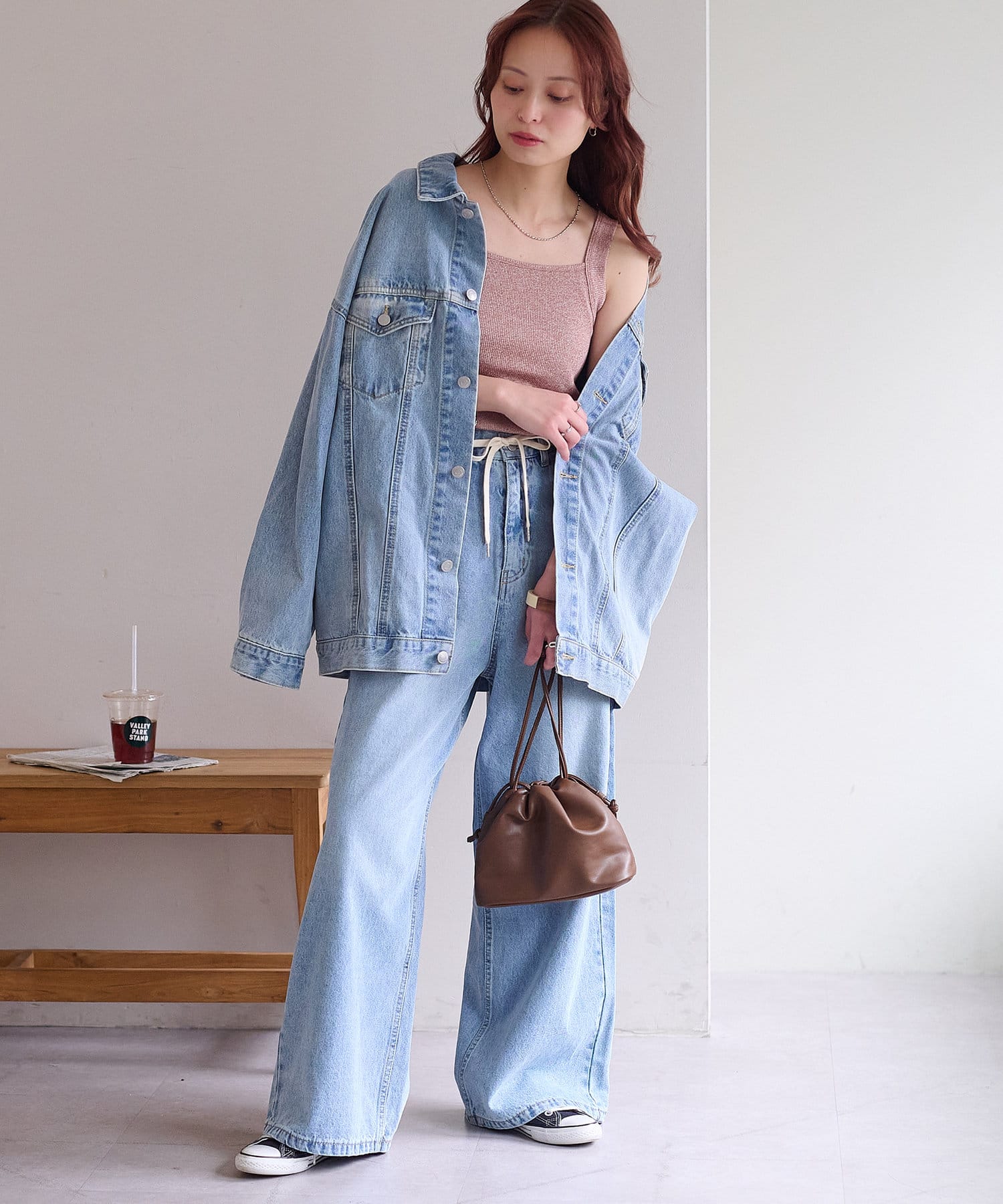 OUTLET(アウトレット) 【Discoat】リブメランジスクエアタンクトップ