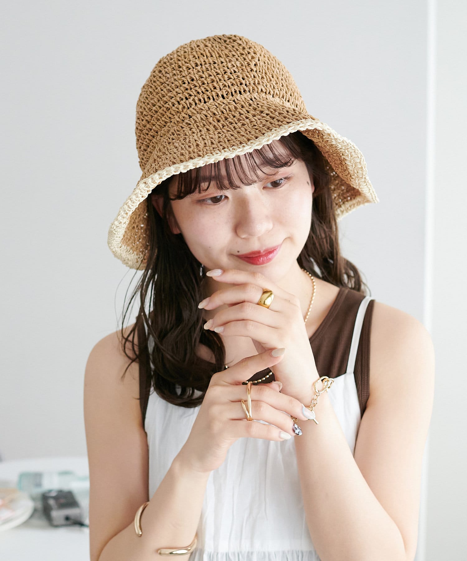 OUTLET(アウトレット) 【Discoat】ライン細編みペーパーハット