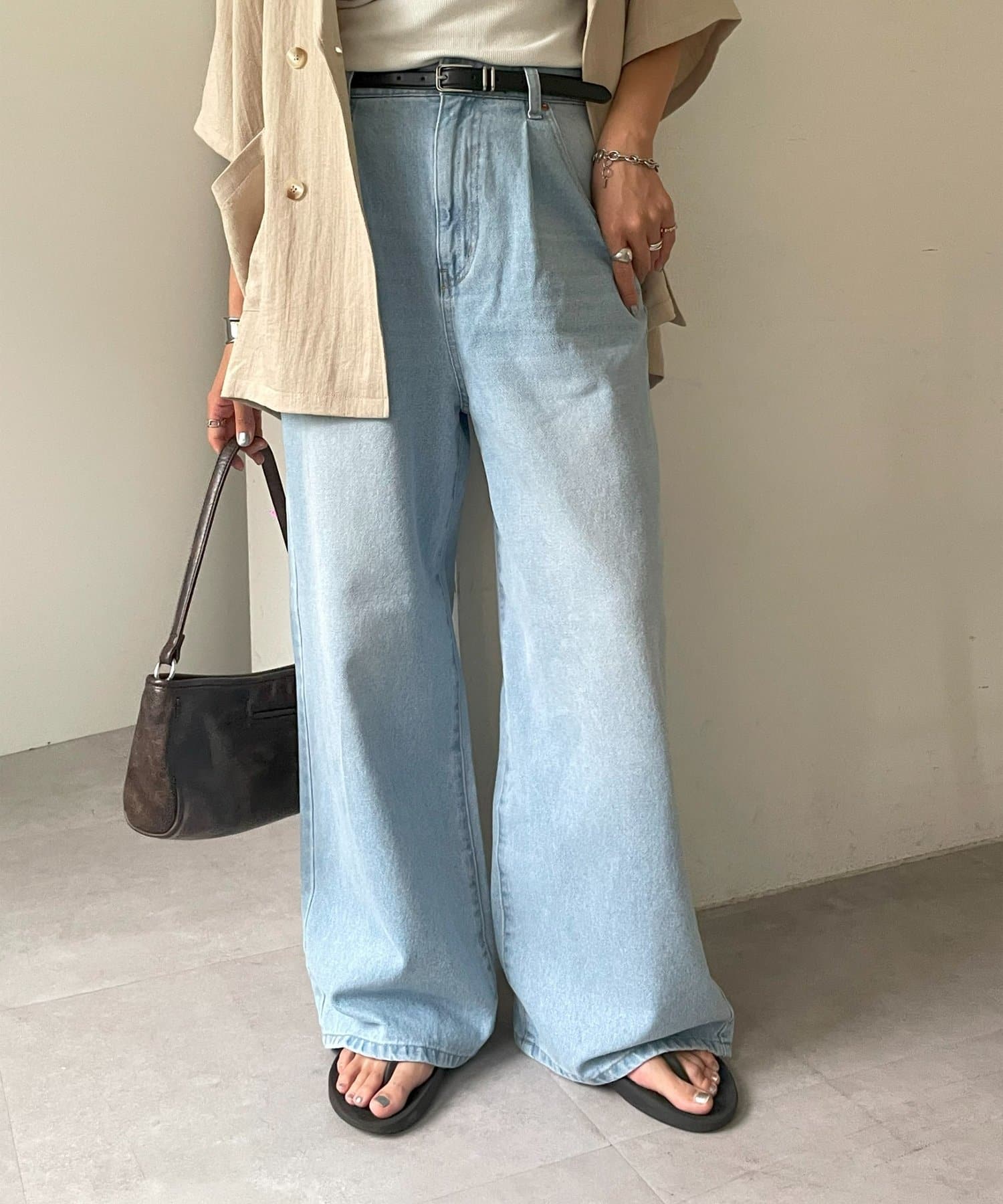 OUTLET(アウトレット) 【Discoat】デニムタックワイドパンツ