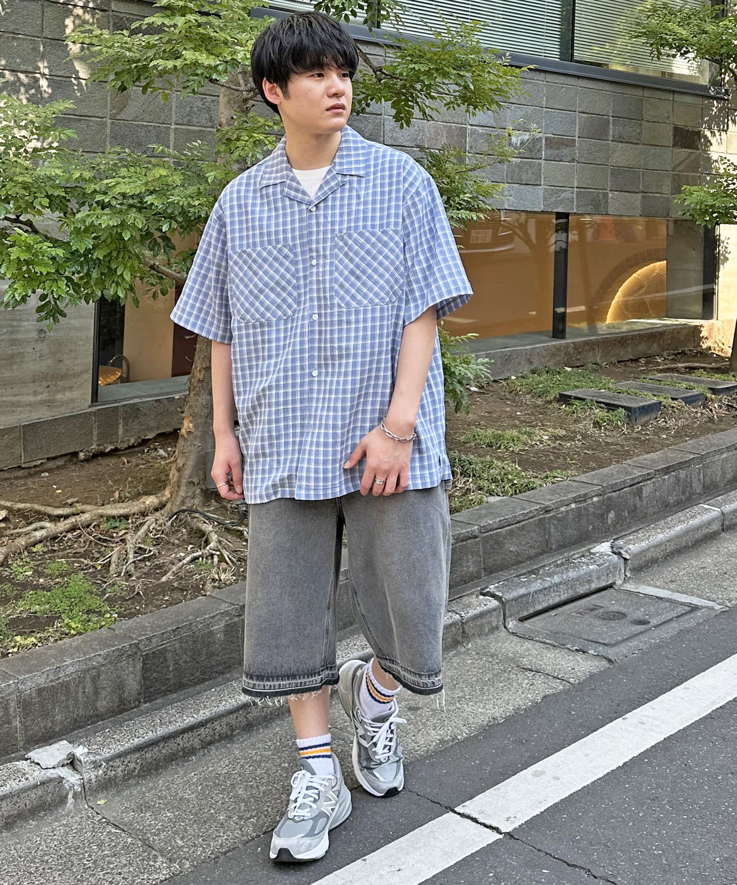 OUTLET(アウトレット) 【Discoat】シアーサッカーチェックオープンカラーシャツ