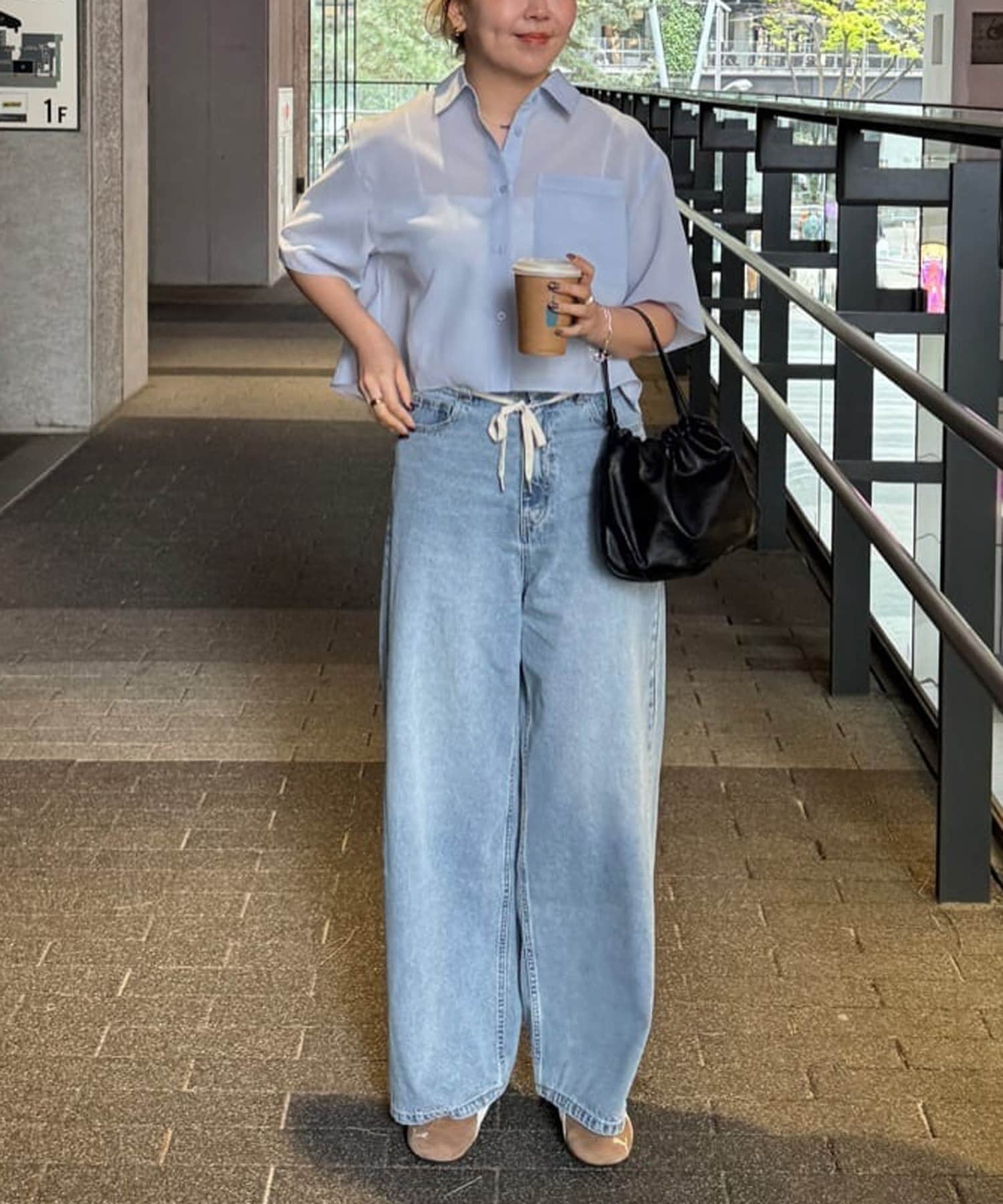 OUTLET(アウトレット) 【Discoat】シアー半袖クロップドシャツ