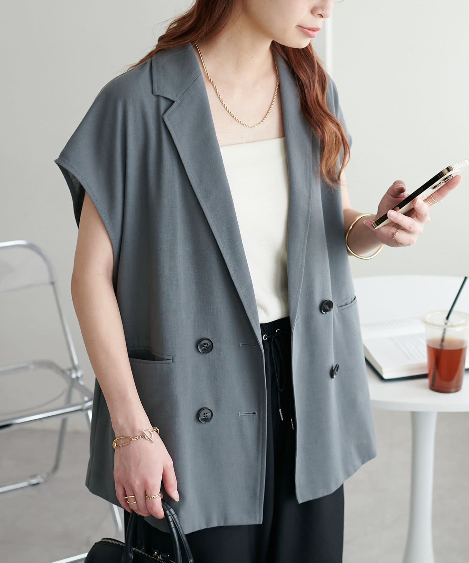 OUTLET(アウトレット) 【Discoat】リネンライクフレンチシャツジャケット