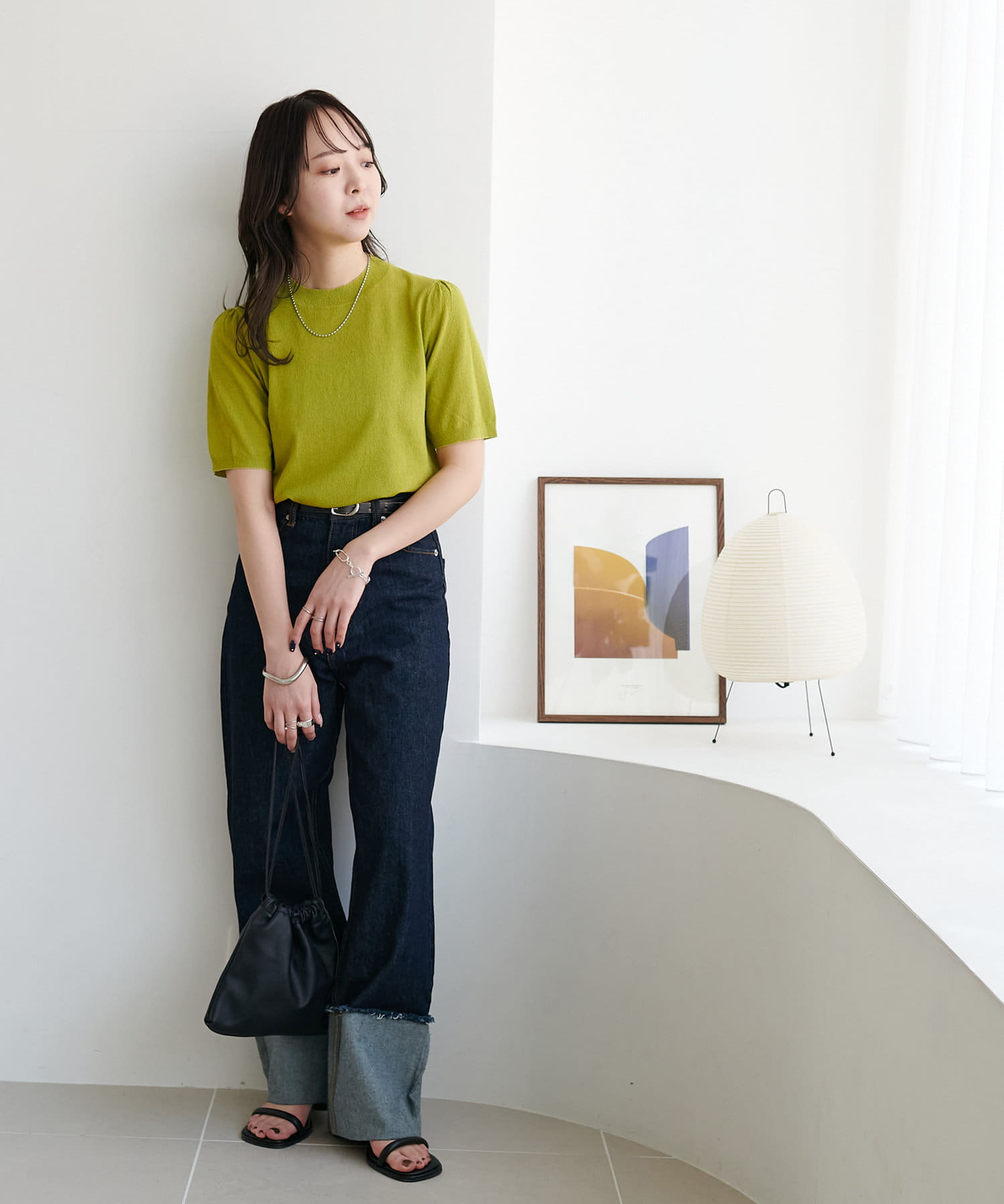 OUTLET(アウトレット) 【Discoat】ミニブークレ肩ギャザー半袖プルオーバー