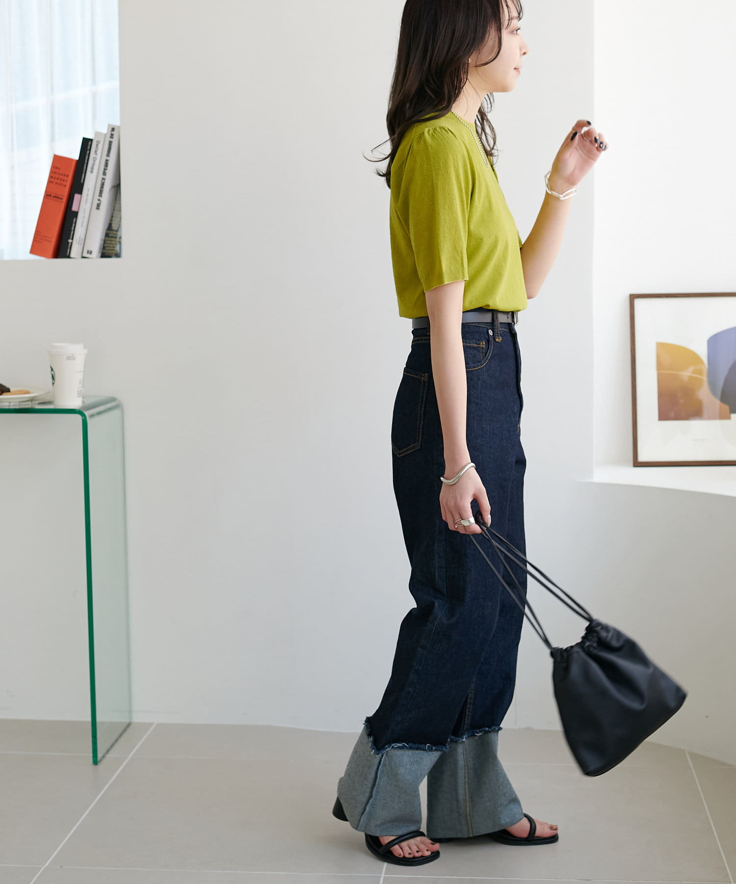 OUTLET(アウトレット) 【Discoat】ミニブークレ肩ギャザー半袖プルオーバー