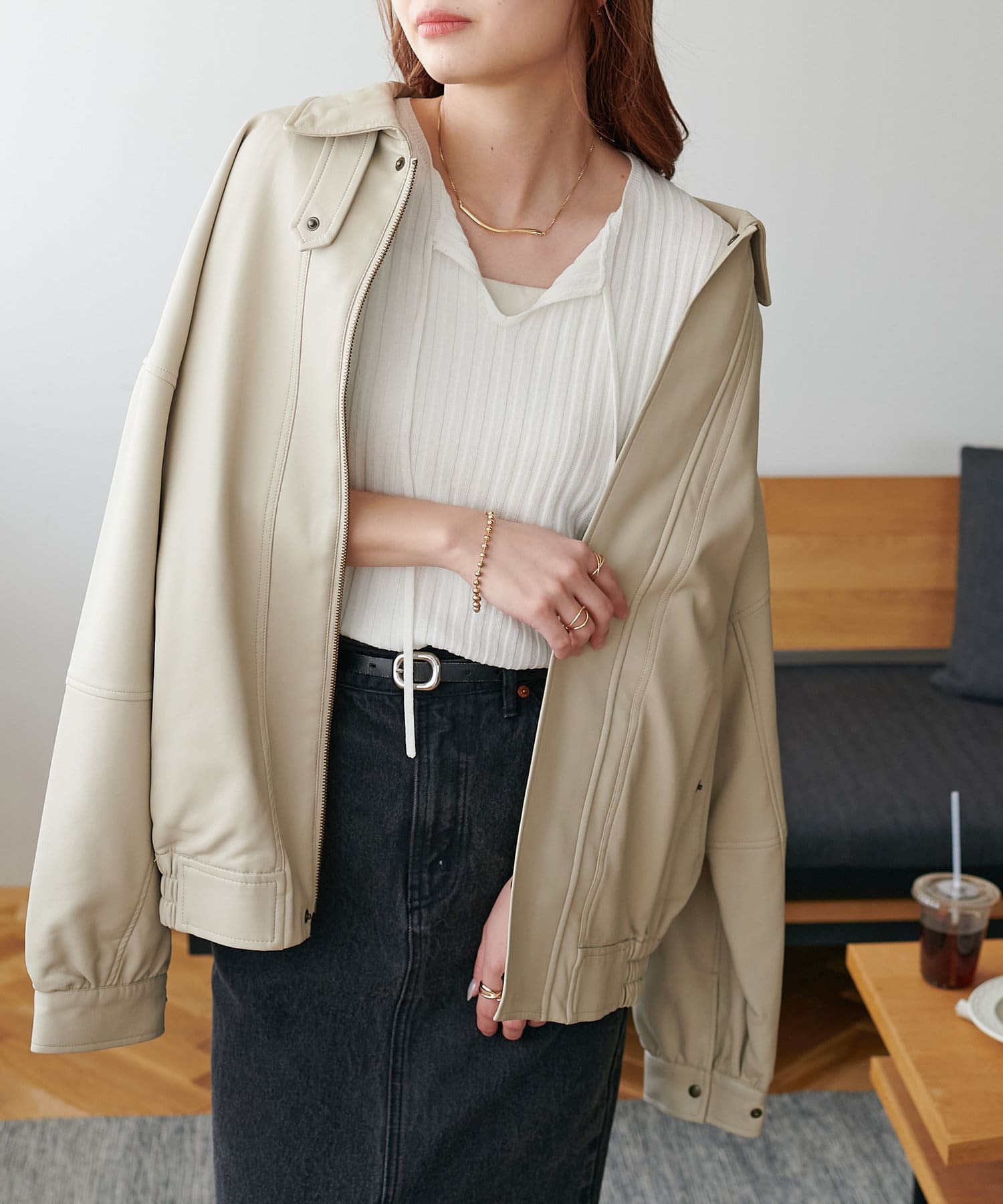 OUTLET(アウトレット) 【Discoat】ワイドリブ前リボン5分袖