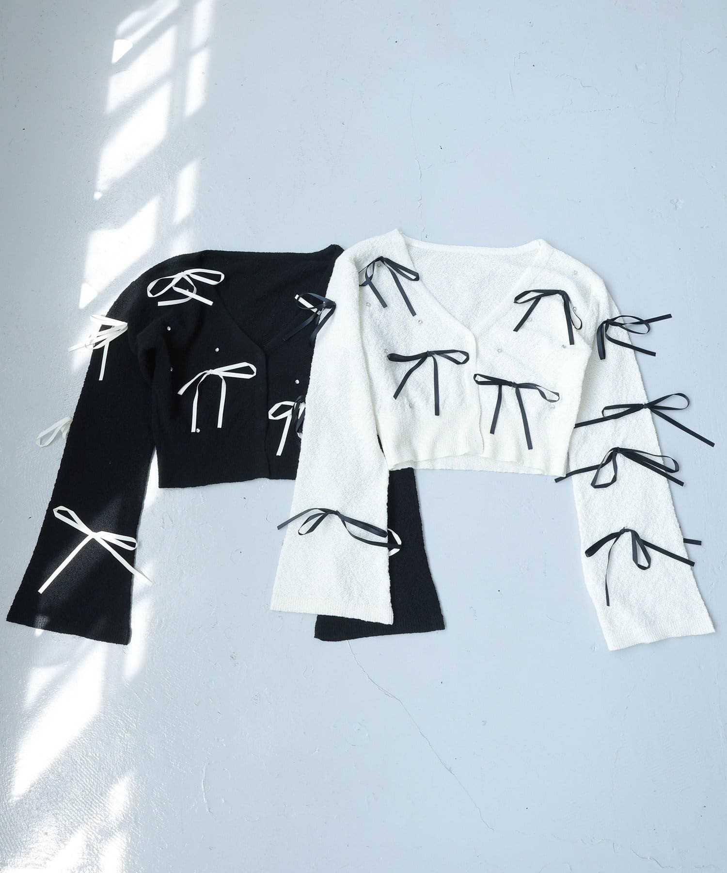 NICE CLAUP / OLIVE des OLIVE OUTLET(ナイスクラップ  / オリーブ デ オリーブ アウトレット) 【one after another】リボンカーデ