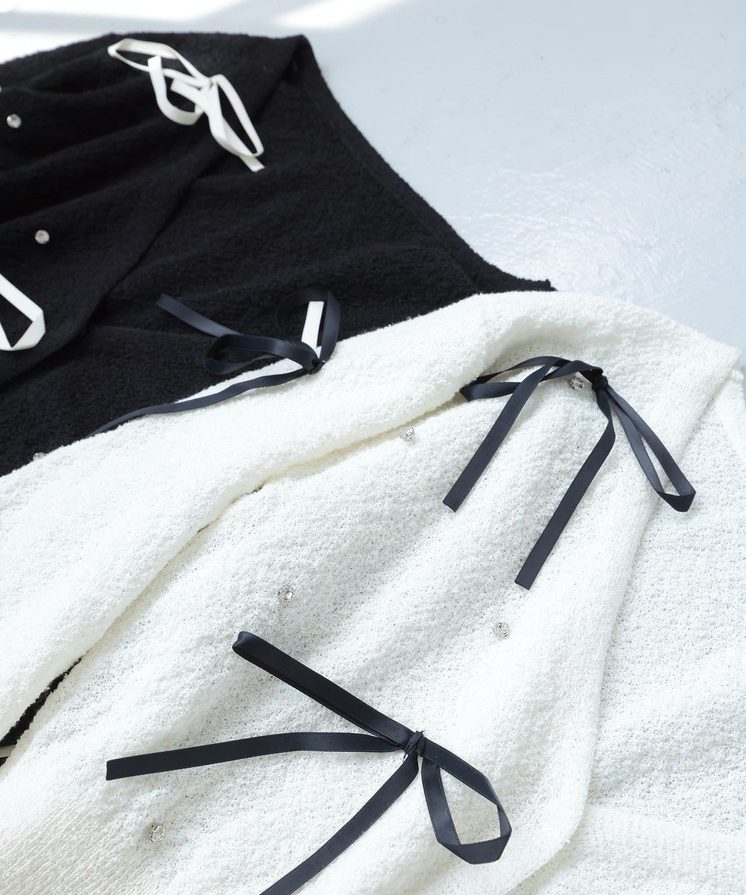 NICE CLAUP / OLIVE des OLIVE OUTLET(ナイスクラップ  / オリーブ デ オリーブ アウトレット) 【one after another】リボンカーデ