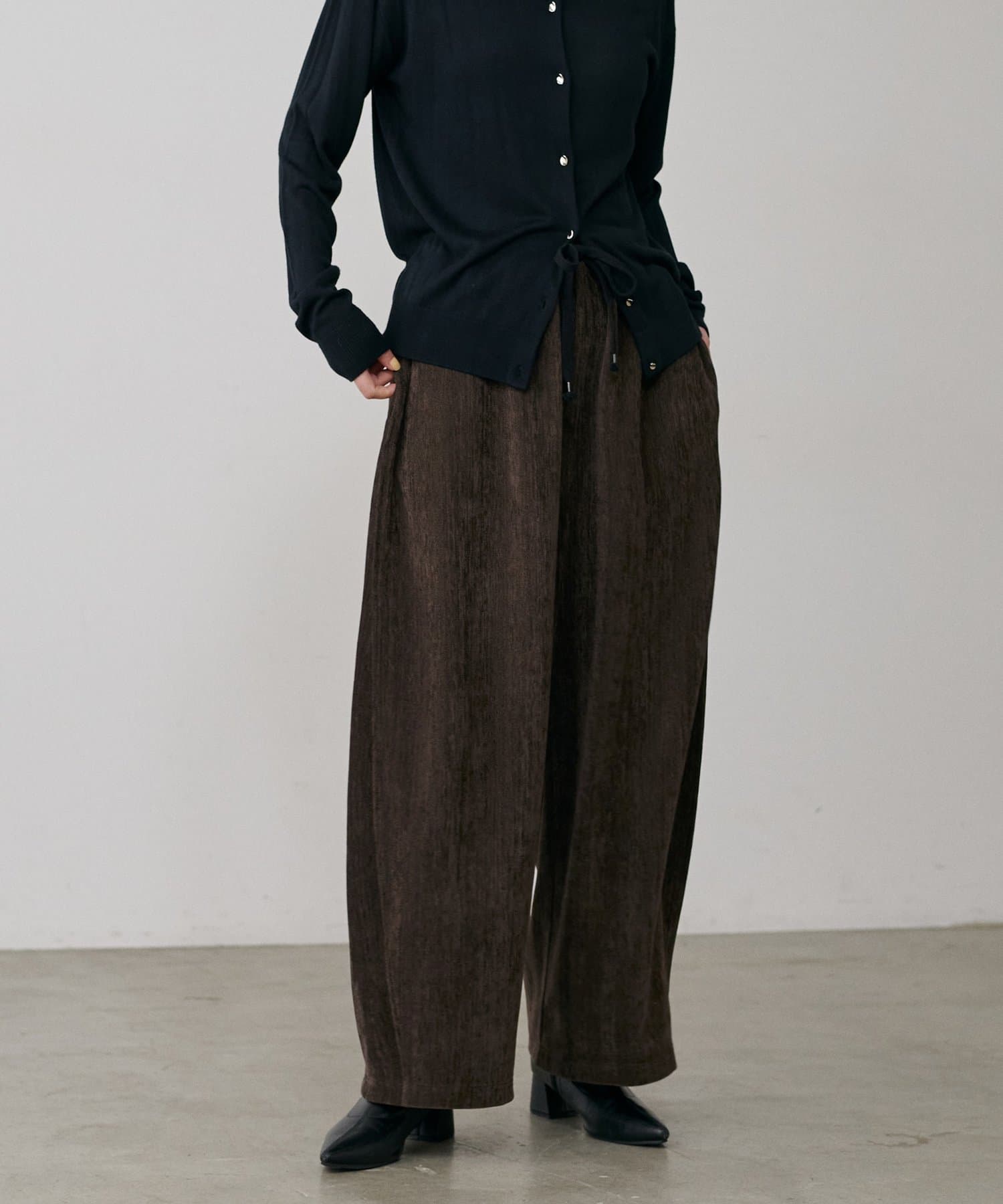 LARUTA(ラルータ) ベロア見えヘリンボーンカーブパンツ