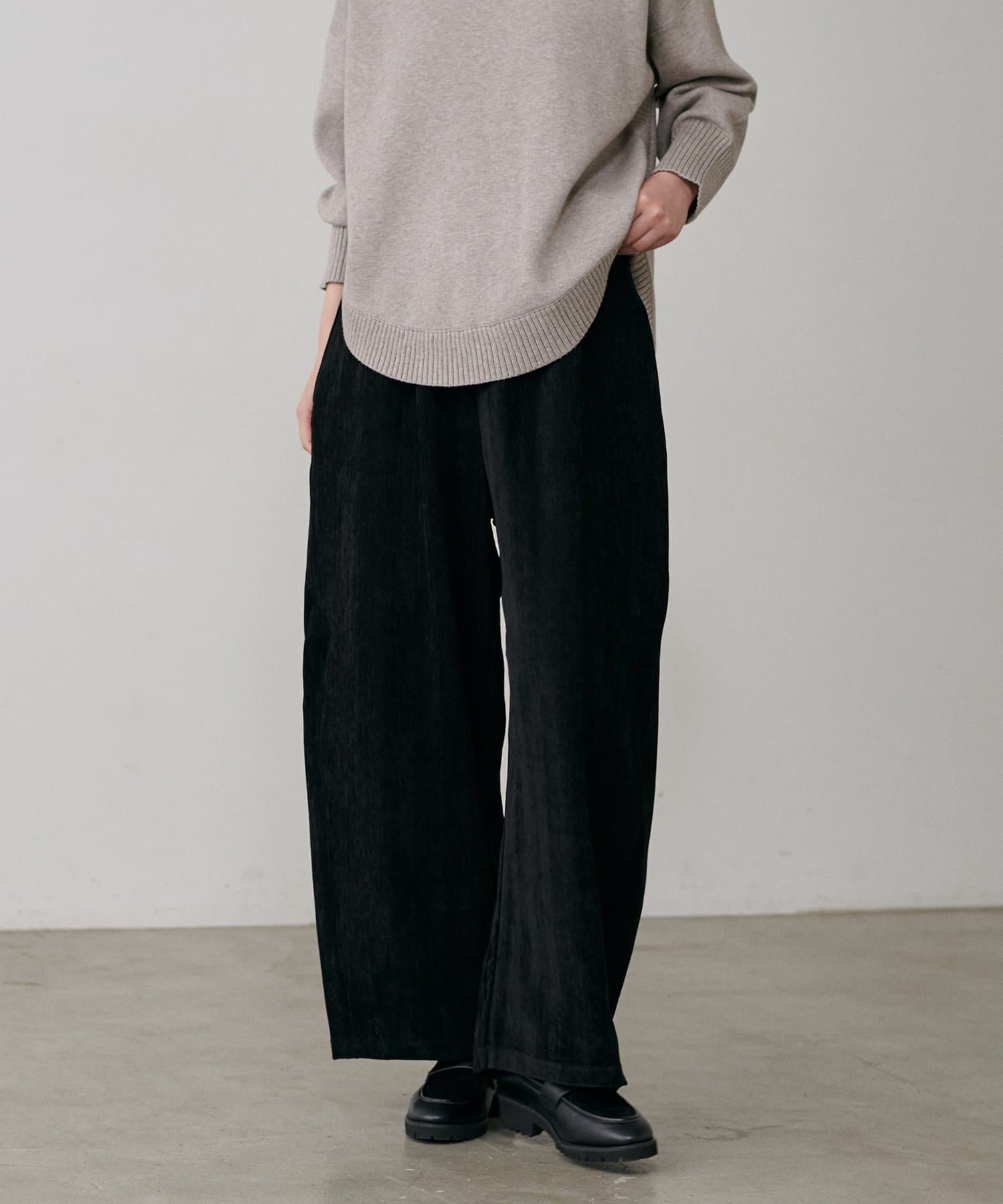 LARUTA(ラルータ) ベロア見えヘリンボーンカーブパンツ