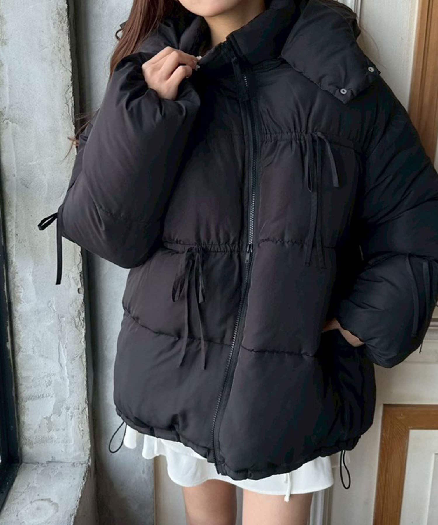 OLIVE des OLIVE(オリーブ デ オリーブ) リボンエコダウンミドル丈ブルゾン