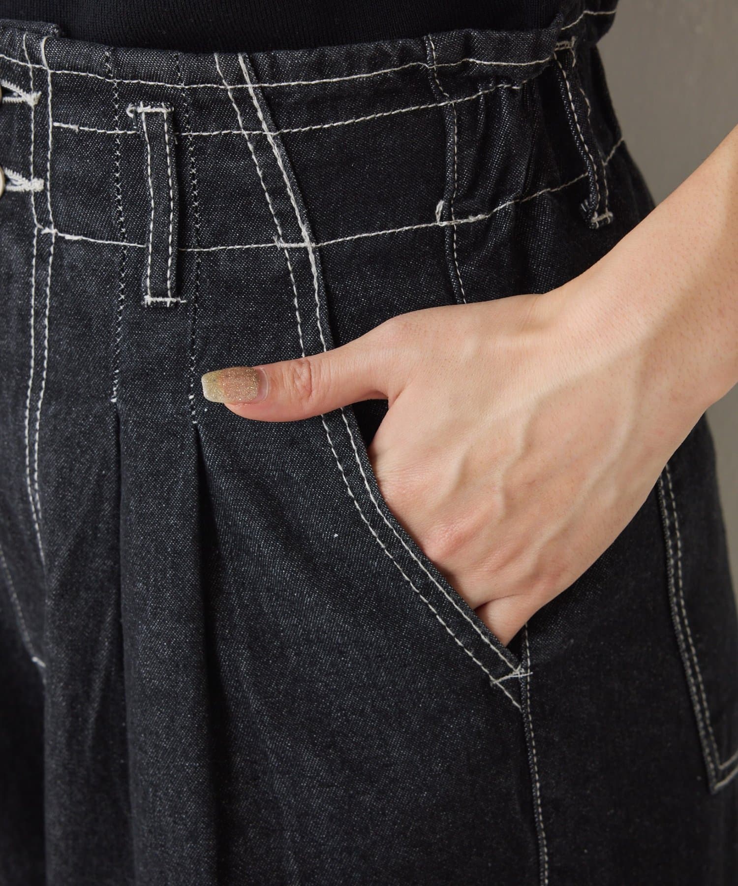 Jena　espace merveilleux(ジェナ　エスパスメルヴェイユ) 【2タック/やわからデニム】ウエストフリルデニムパンツ