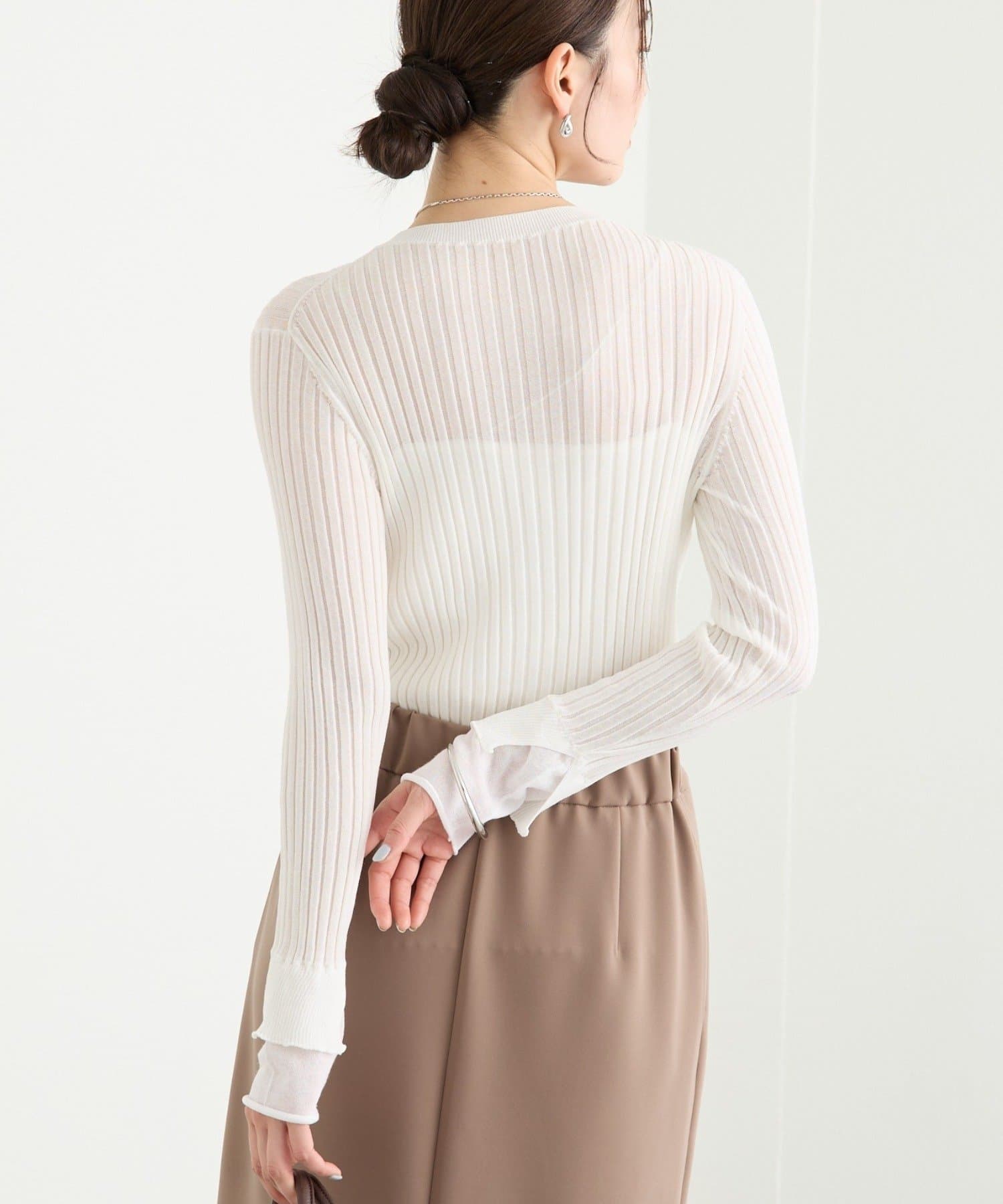 RIVE DROITE(リヴドロワ) 予約【レイヤード風の袖口】シアーカフスリブニット