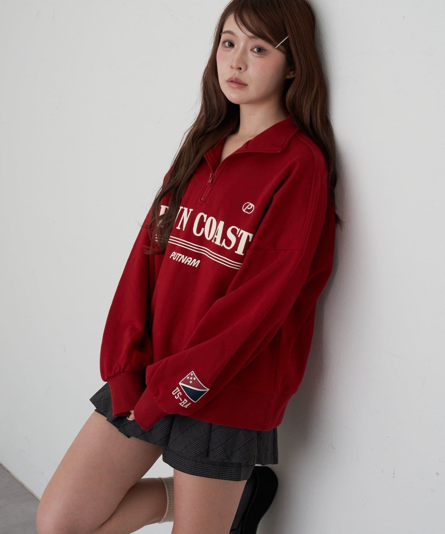 RAY CASSIN(レイカズン) ハーフジップロゴスウェット