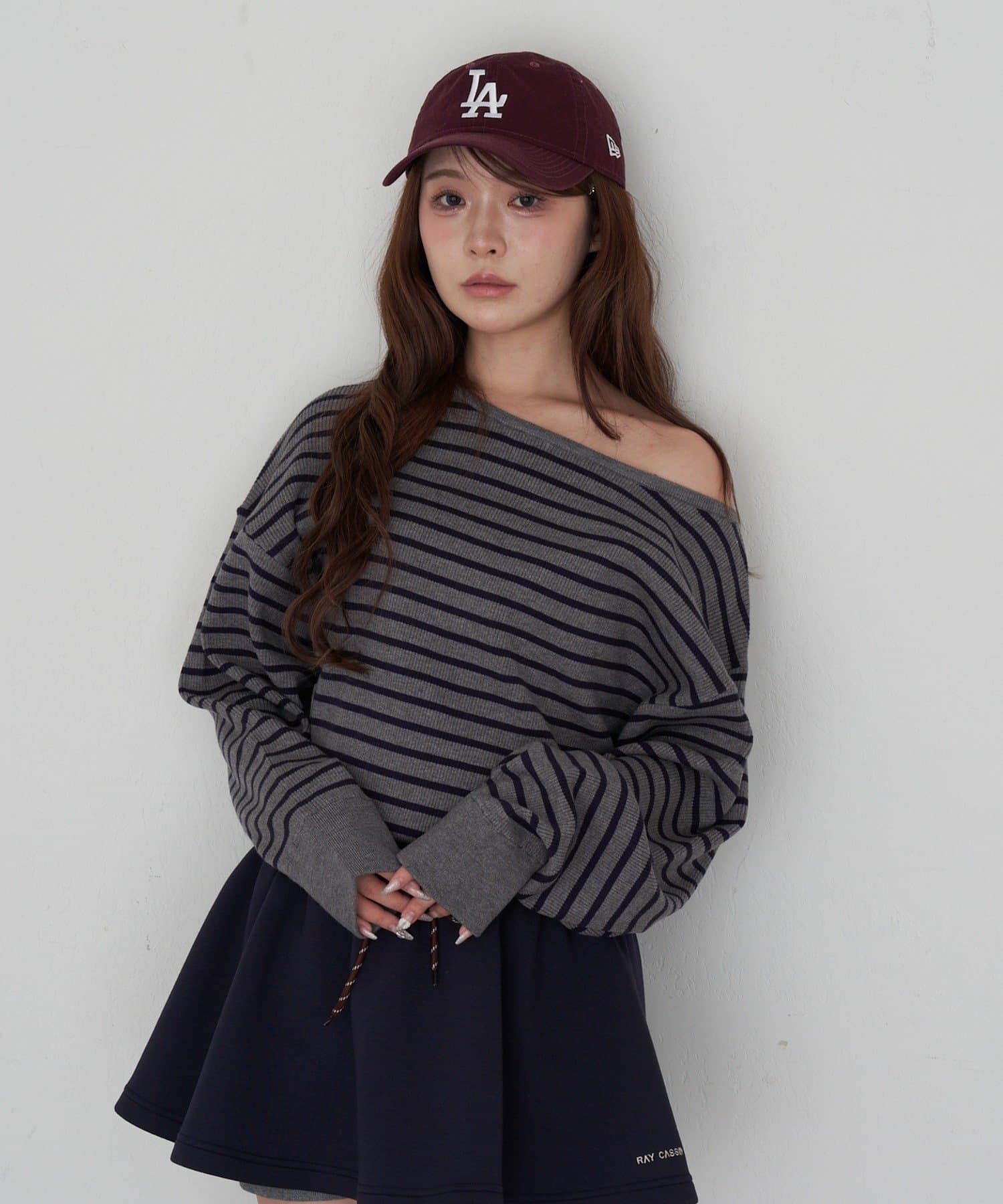 RAY CASSIN(レイカズン) ボーダーワンショルニット