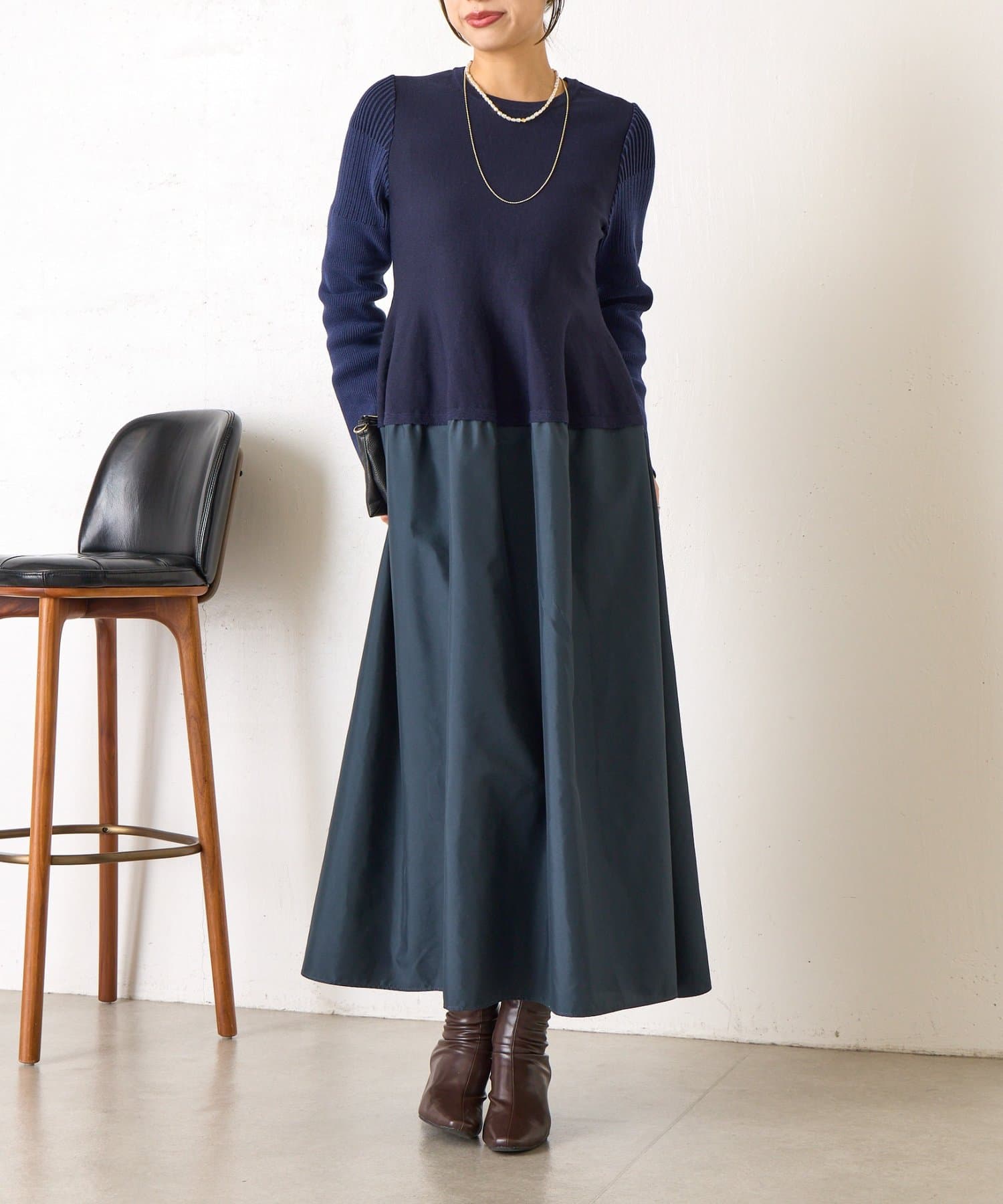 Jena　espace merveilleux(ジェナ　エスパスメルヴェイユ) ペプラム切替ワンピース