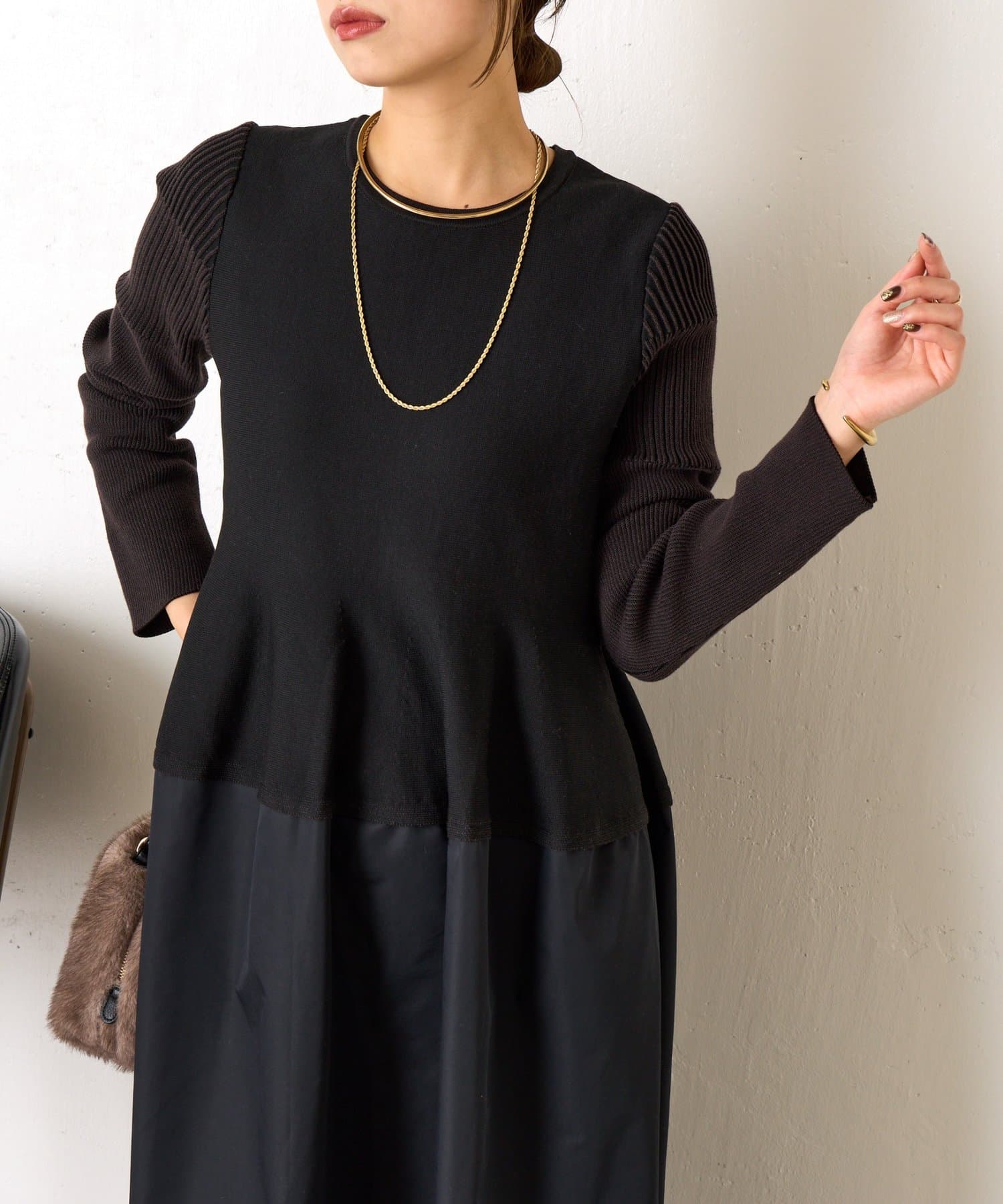 Jena　espace merveilleux(ジェナ　エスパスメルヴェイユ) ペプラム切替ワンピース