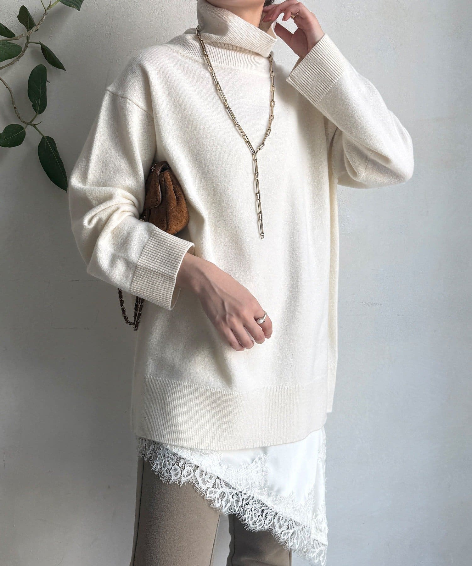 DOUDOU(ドゥドゥ) ウール混タートルチュニック