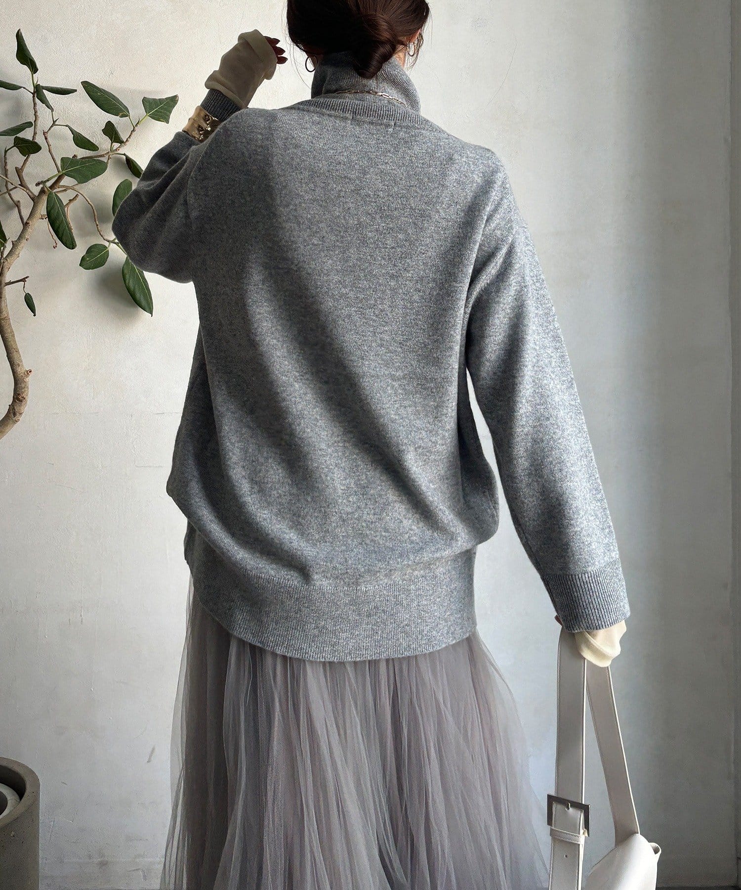 DOUDOU(ドゥドゥ) ウール混タートルチュニック