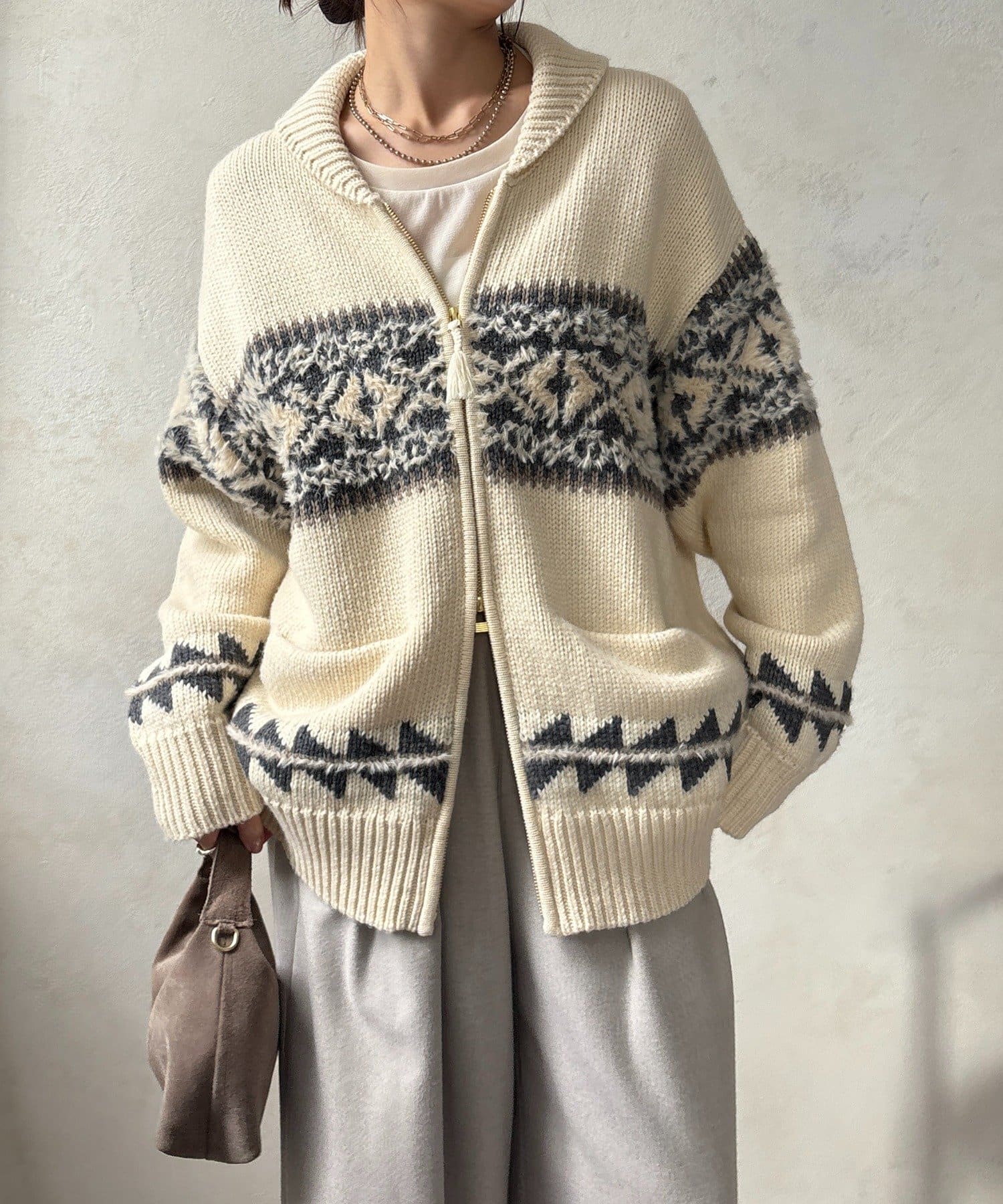 DOUDOU(ドゥドゥ) ノルディックジップカーディガン