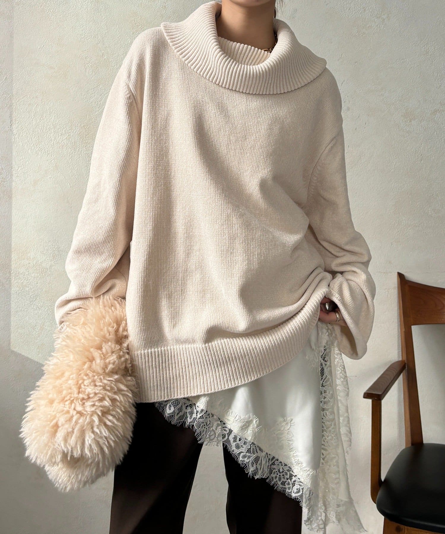 DOUDOU(ドゥドゥ) モールタートルプルオーバー