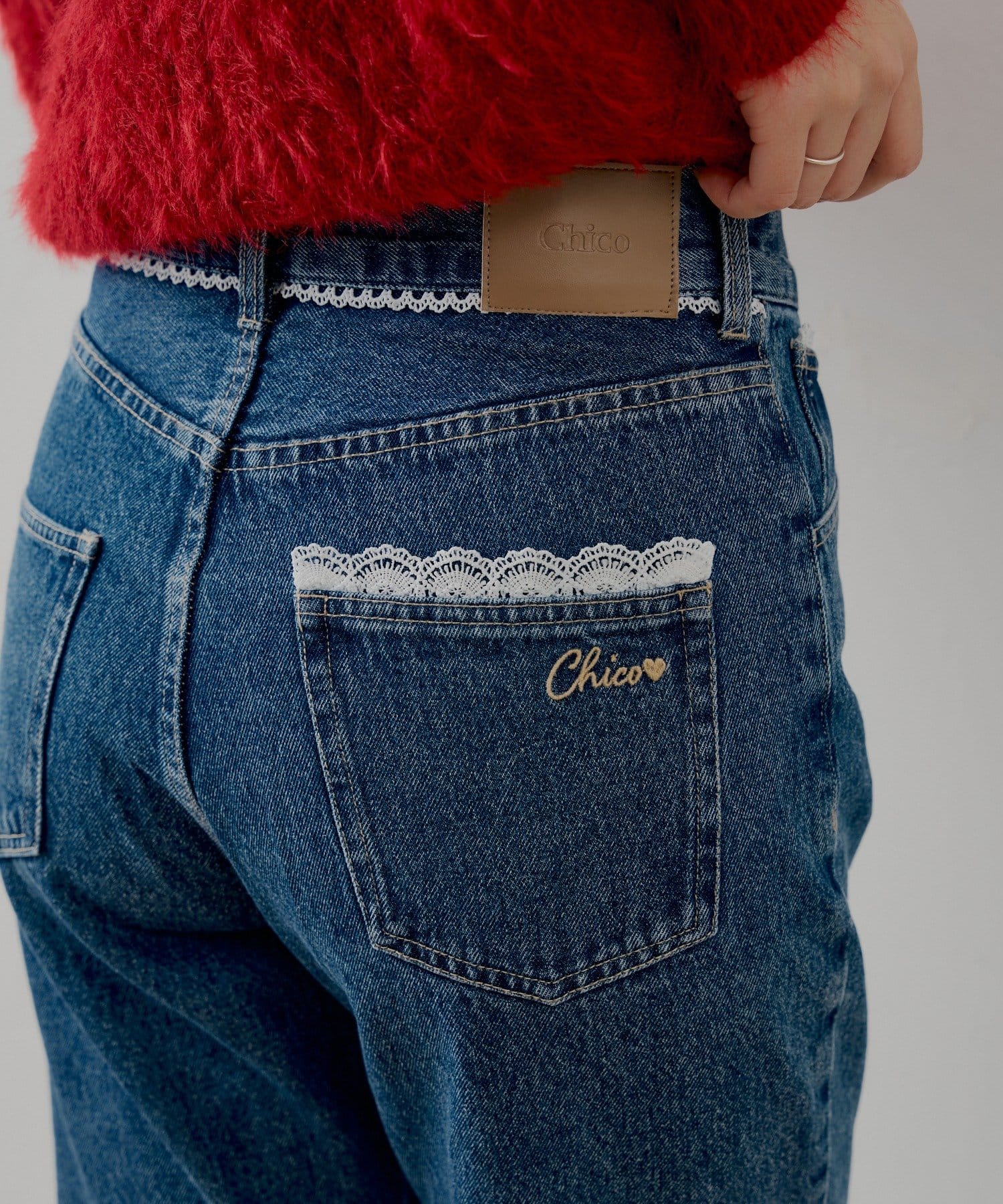 Chico(チコ) レースデザインフレアデニム