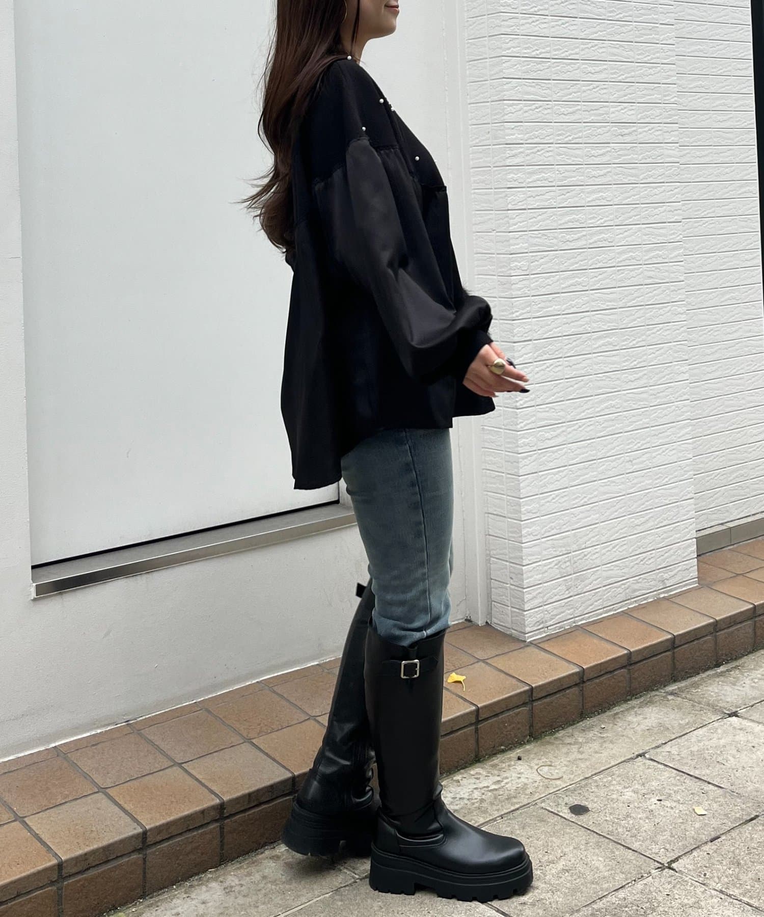 prose verse(プロズヴェール) デコルテパールシャツドッキングニット