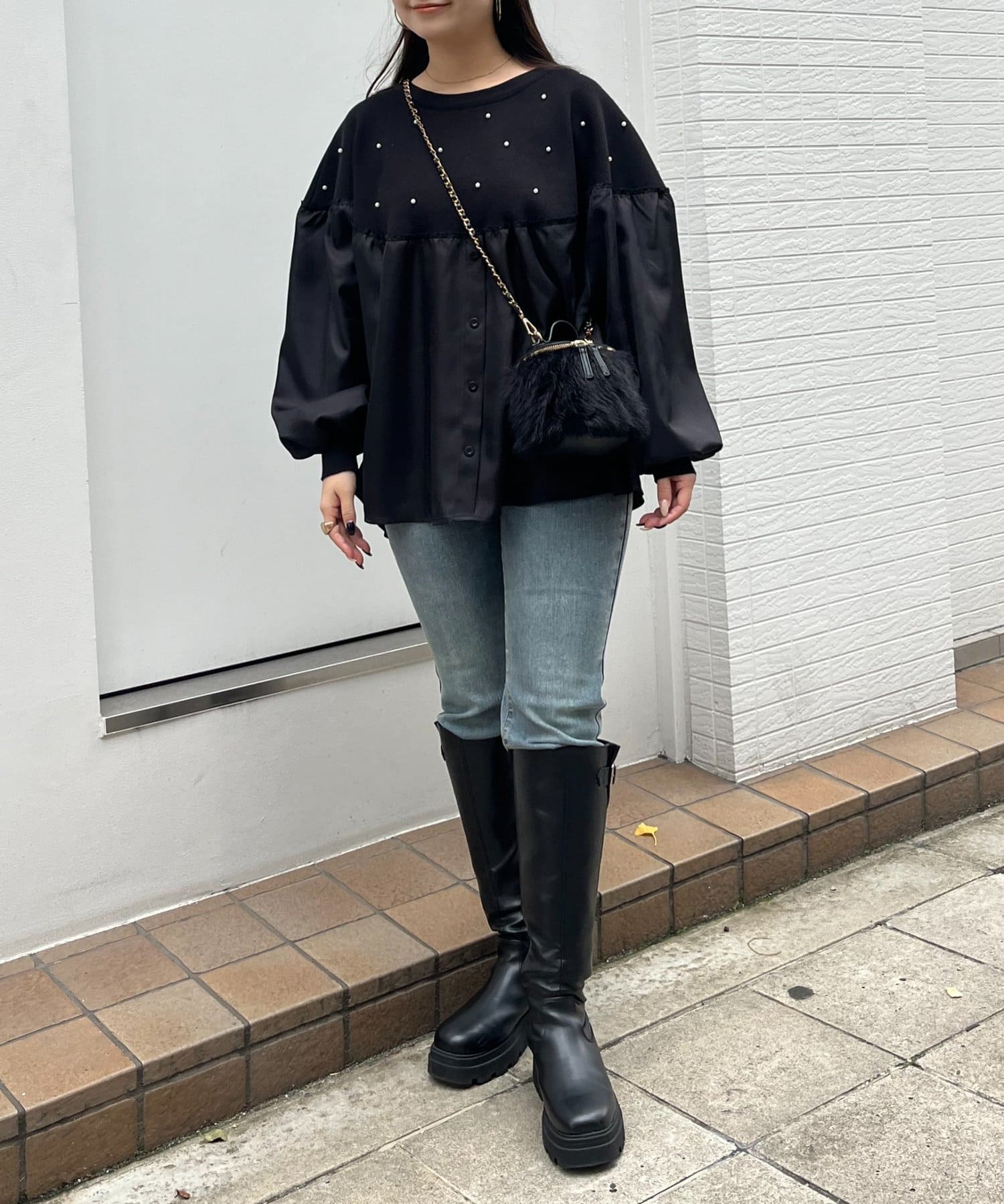 prose verse(プロズヴェール) デコルテパールシャツドッキングニット