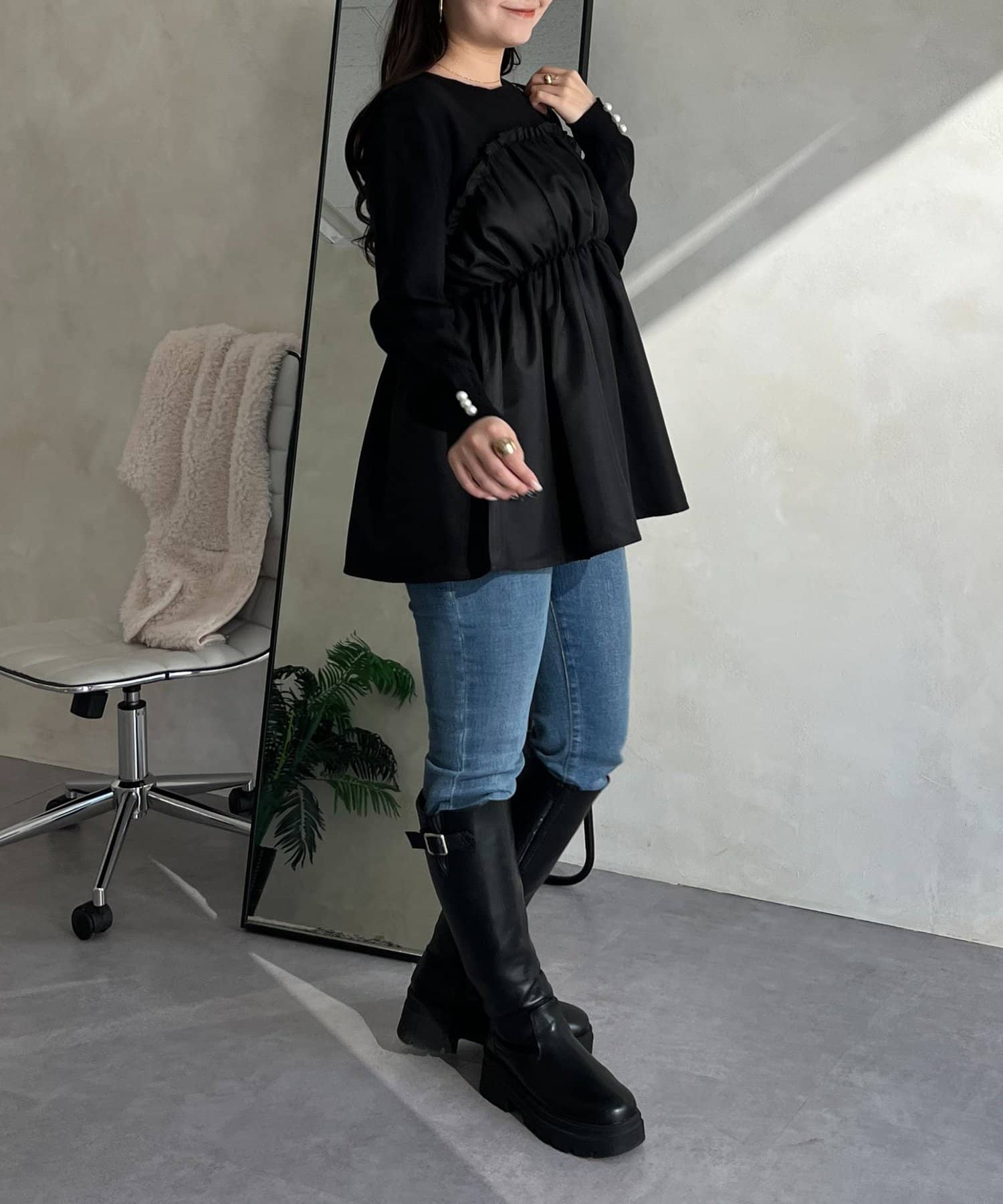 prose verse(プロズヴェール) ギャザービスチェドッキングペプラムニット