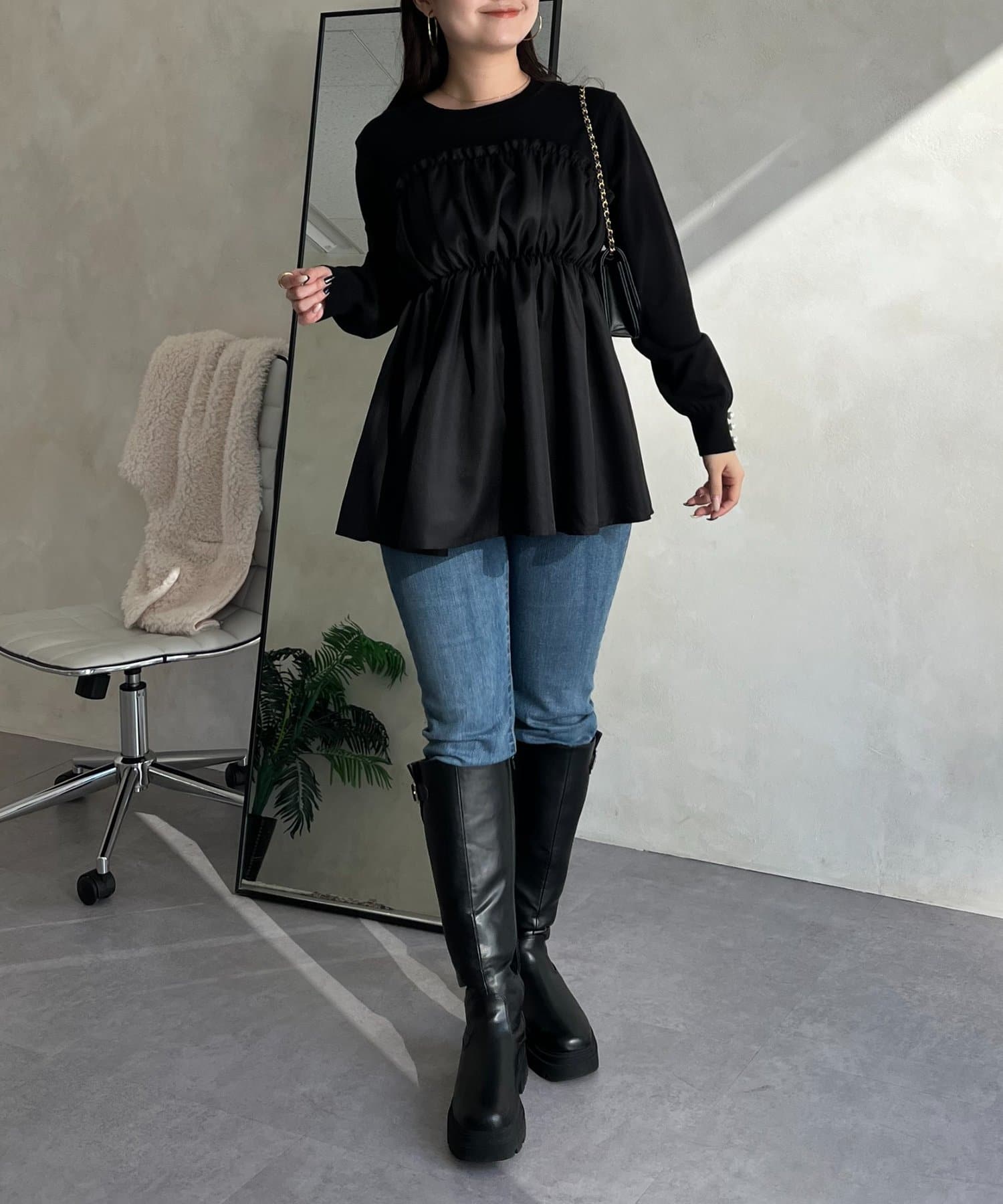 prose verse(プロズヴェール) ギャザービスチェドッキングペプラムニット