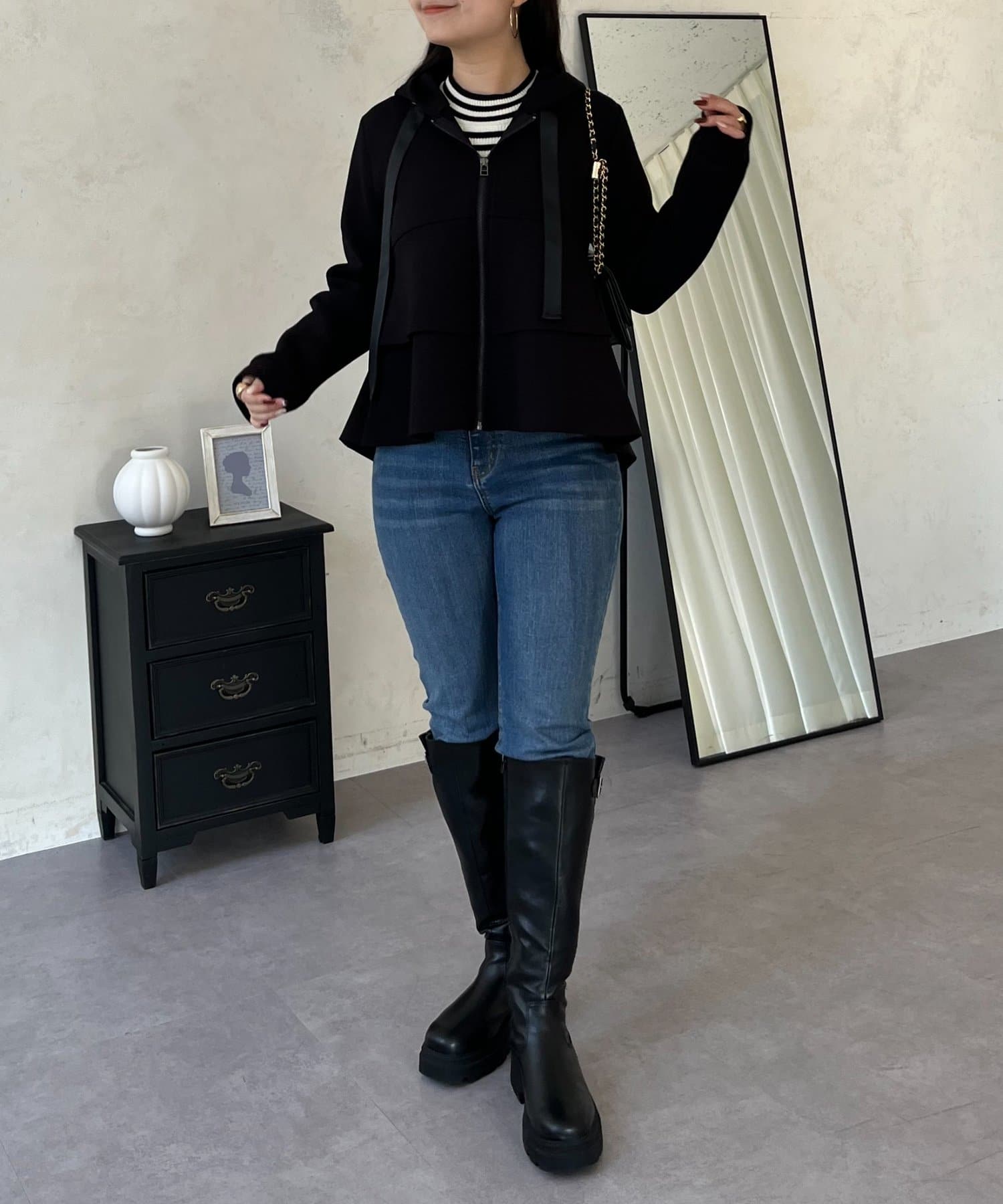 prose verse(プロズヴェール) ティアードフリルボンディングペプラムパーカー