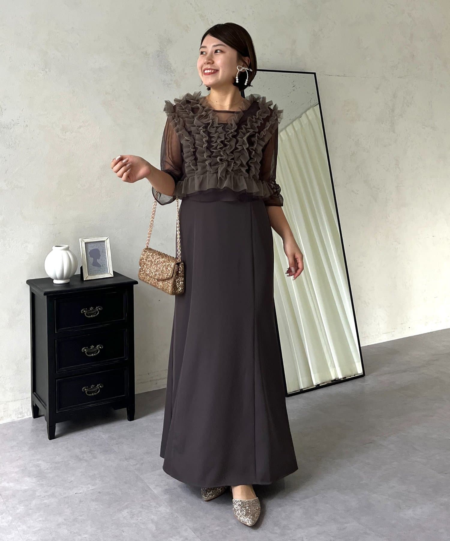 prose verse(プロズヴェール) 【MOMO】シアーフリルビスチェレイヤードキャミドレス