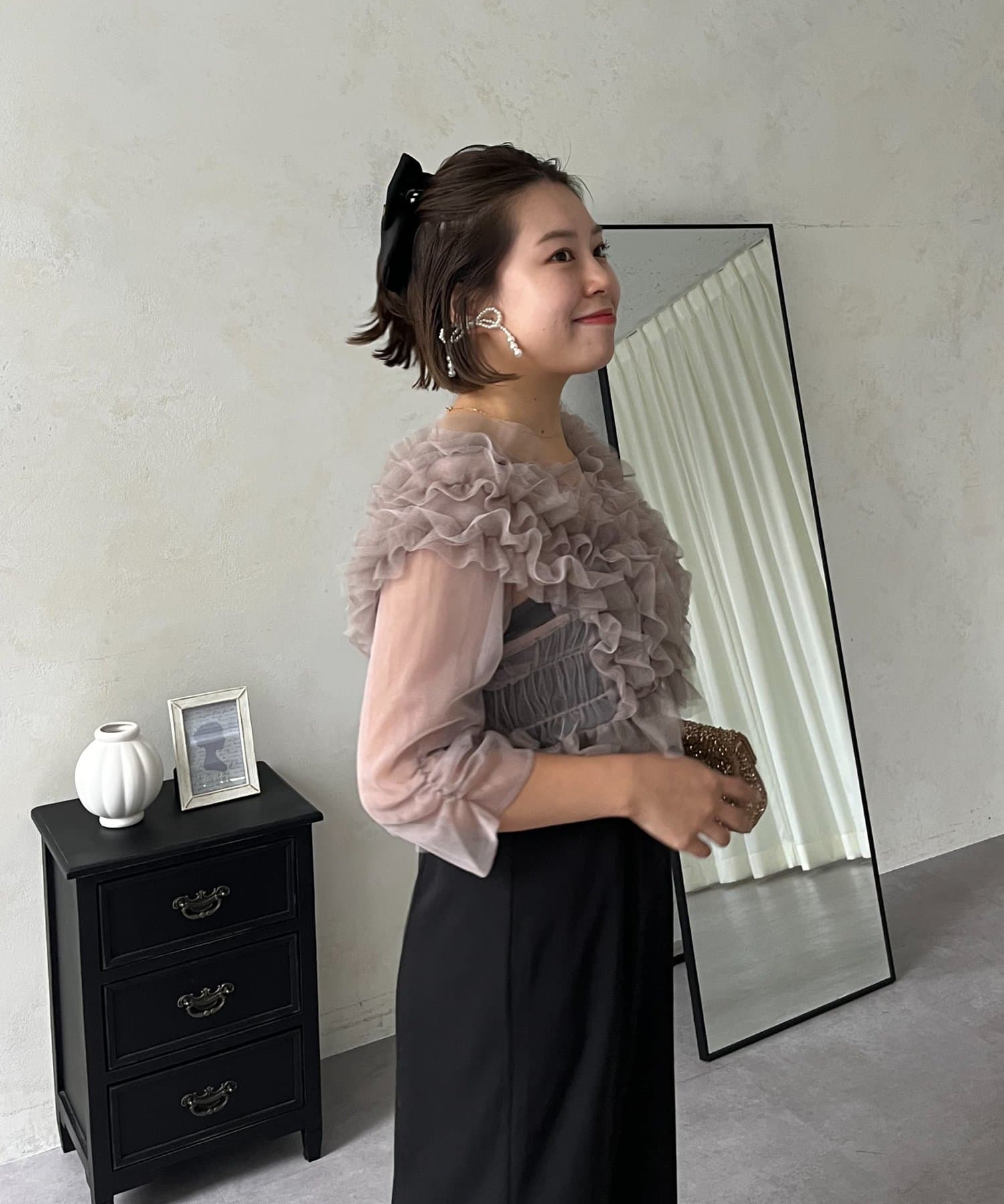 prose verse(プロズヴェール) 【MOMO】シアーフリルビスチェレイヤードキャミドレス