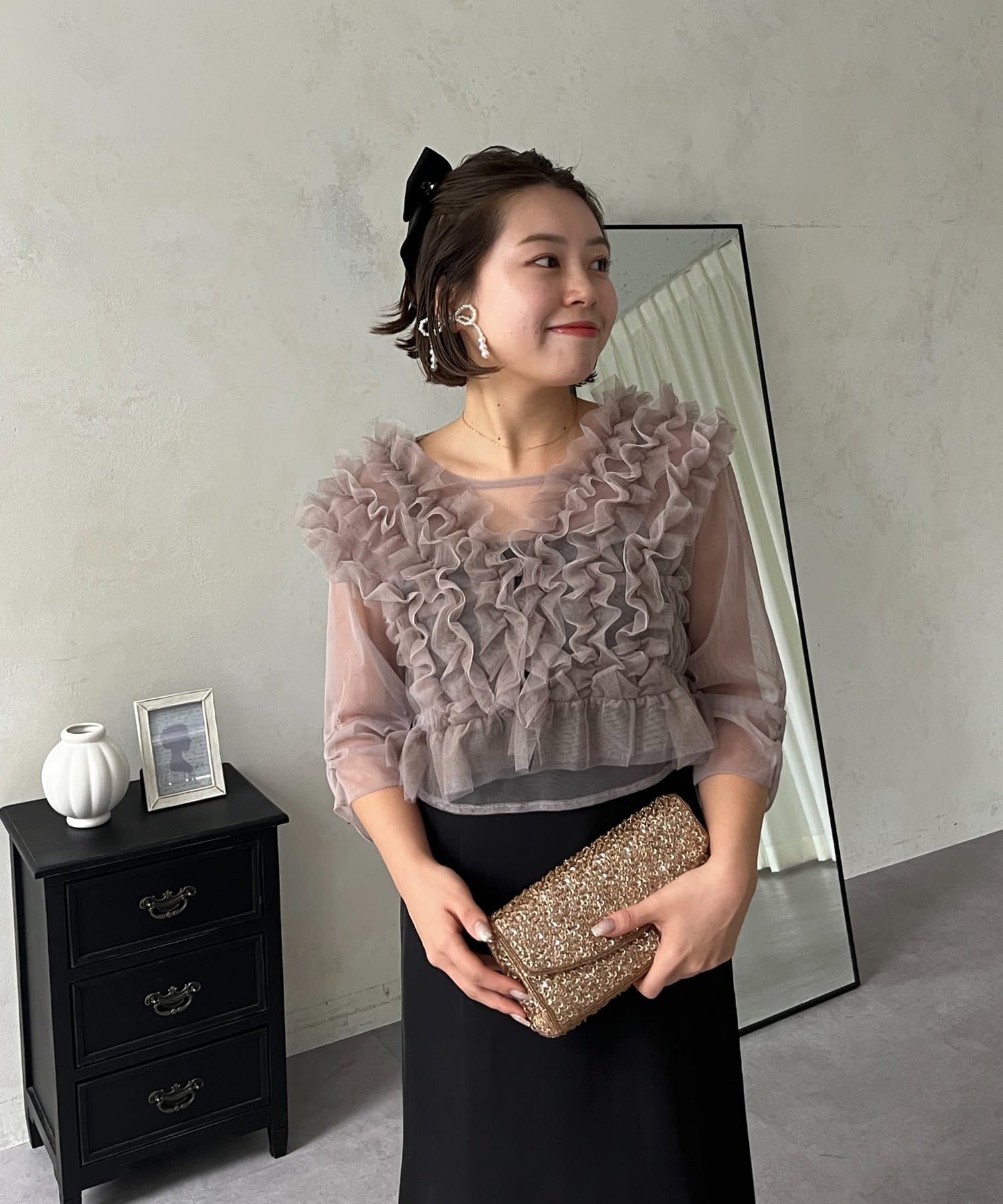 prose verse(プロズヴェール) 【MOMO】シアーフリルビスチェレイヤードキャミドレス